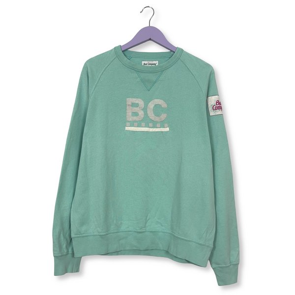 Felpa Best Company Vintage azzurra a girocollo in cotone - Taglia L uomo