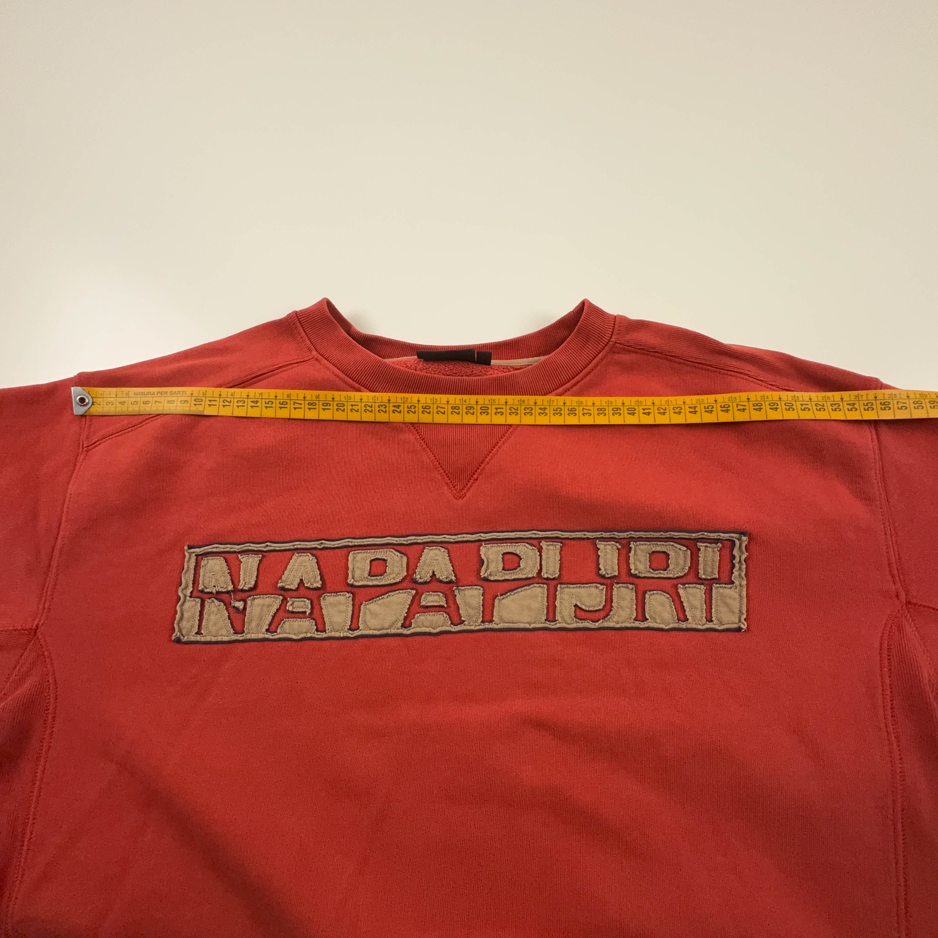 Felpa Napapijri Vintage arancione a girocollo logo ricamato anni 90 00 - Taglia XL uomo