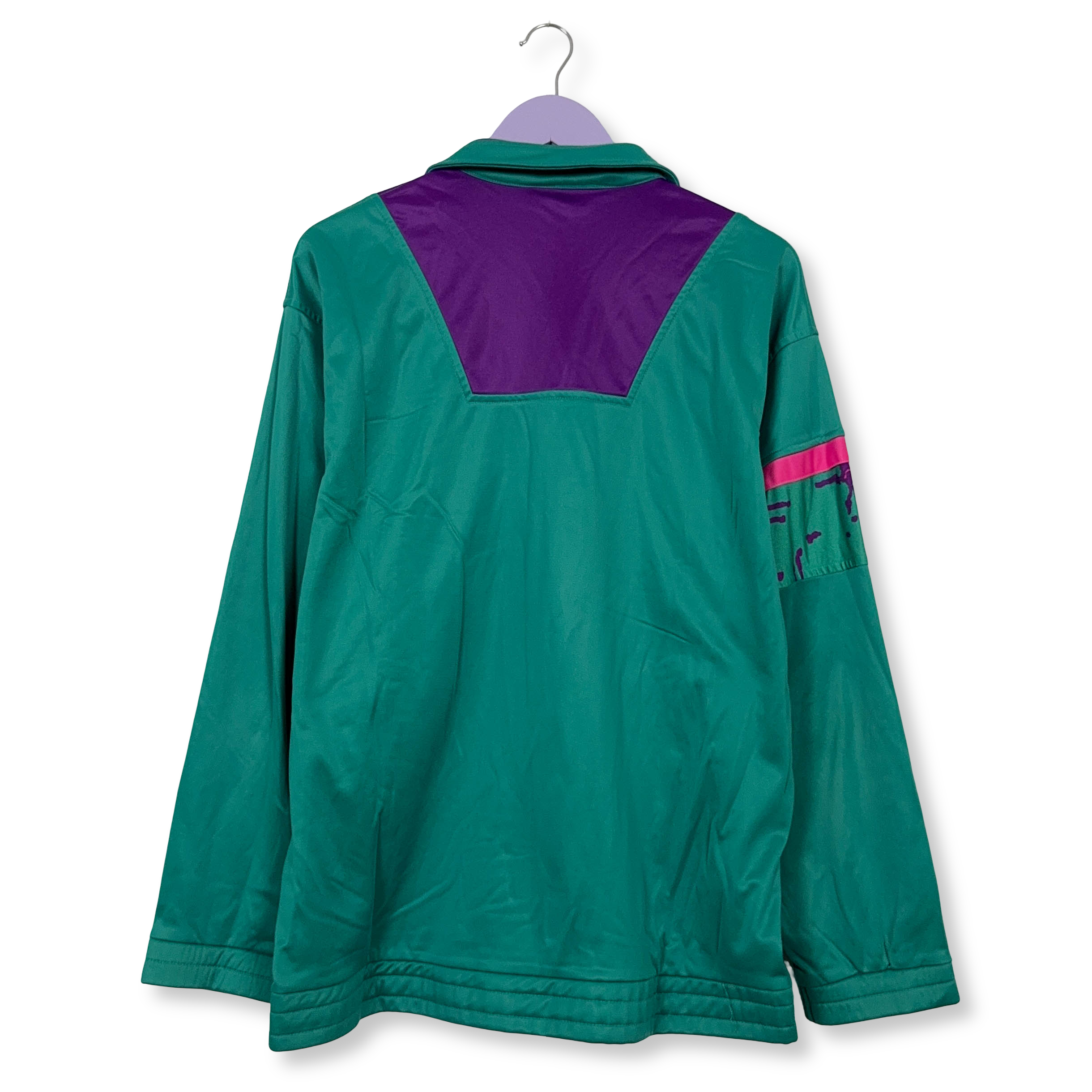 Felpa Fila Vintage verde e viola con zip anni 90 - Taglia 52 uomo