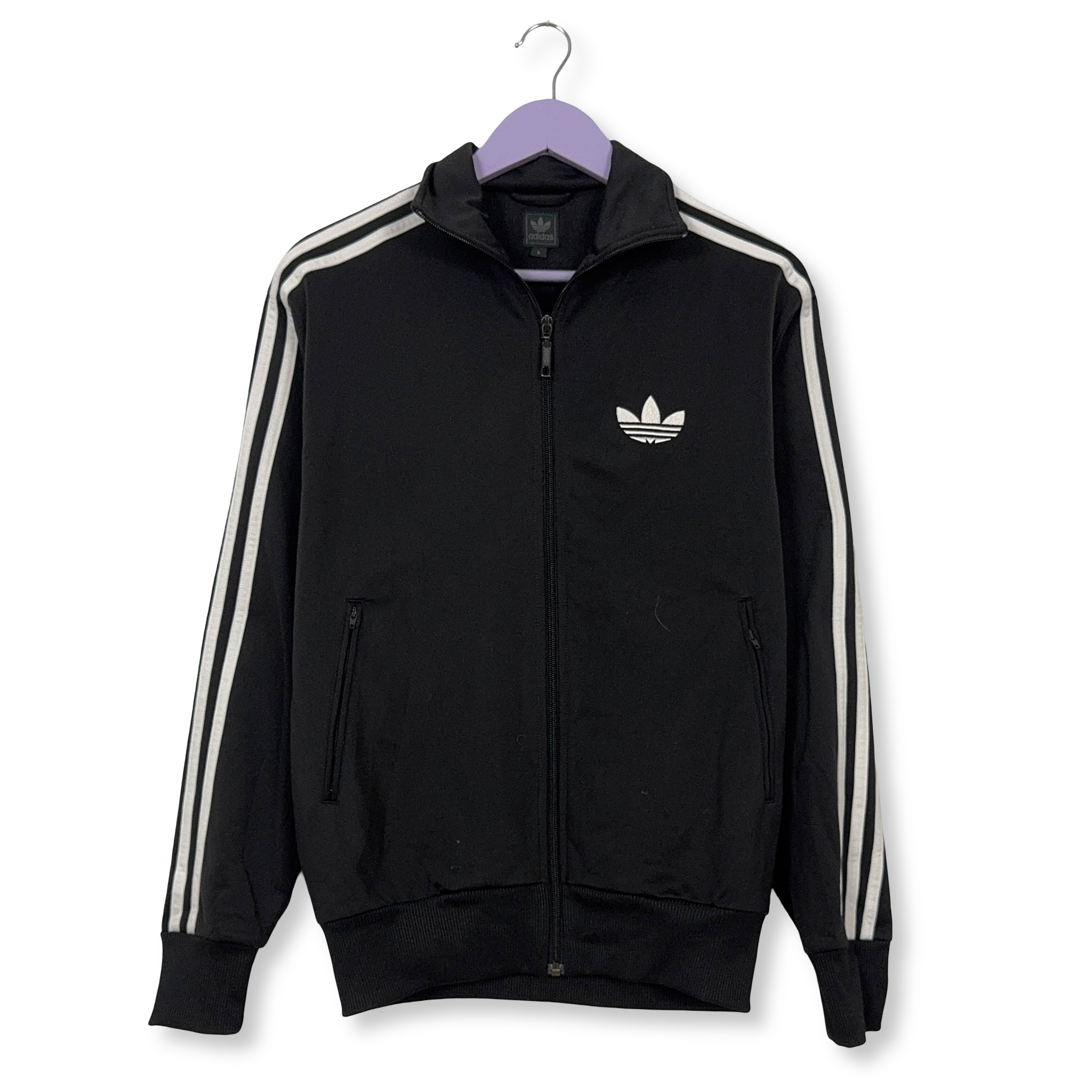 Felpa Adidas Vintage nera e bianca logo ricamato anni 90 - Taglia S/M uomo