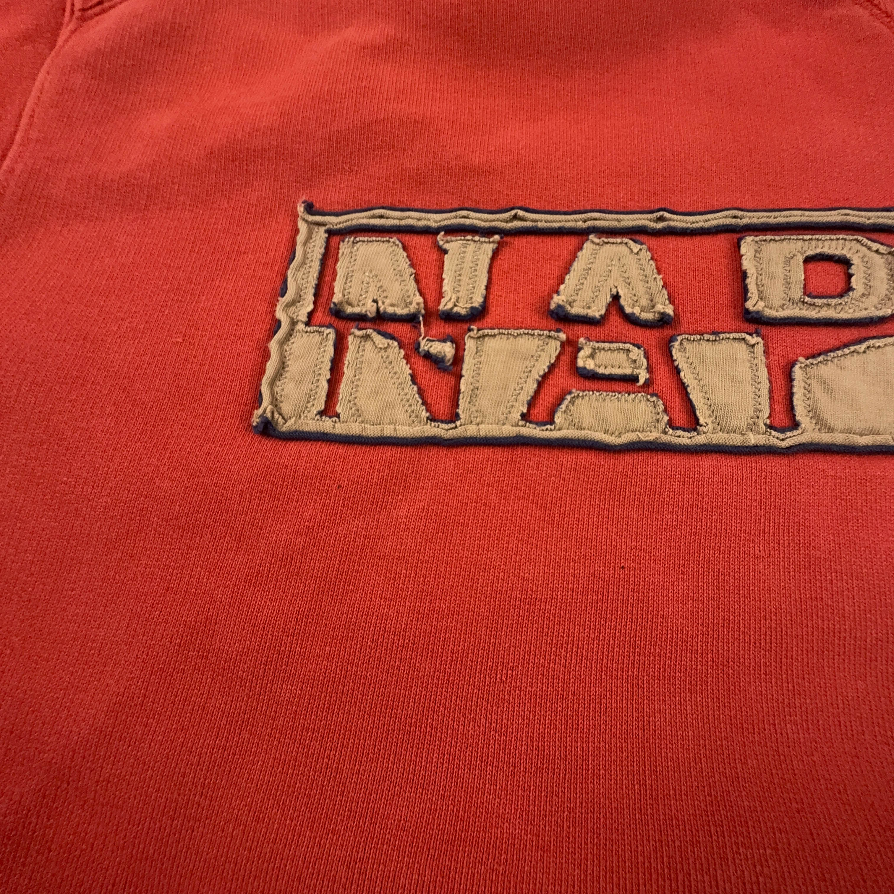 Felpa Napapijri Vintage arancione a girocollo logo ricamato anni 90 00 - Taglia XL uomo