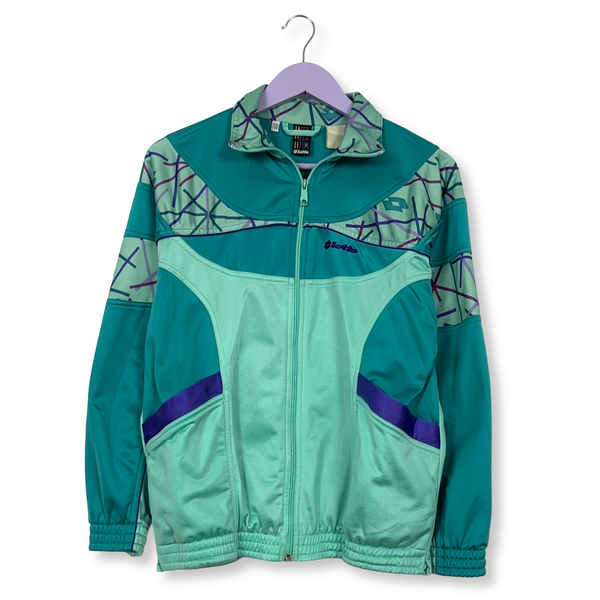 Felpa Lotto Vintage verde acqua con zip anni 90 - Taglia S/M uomo