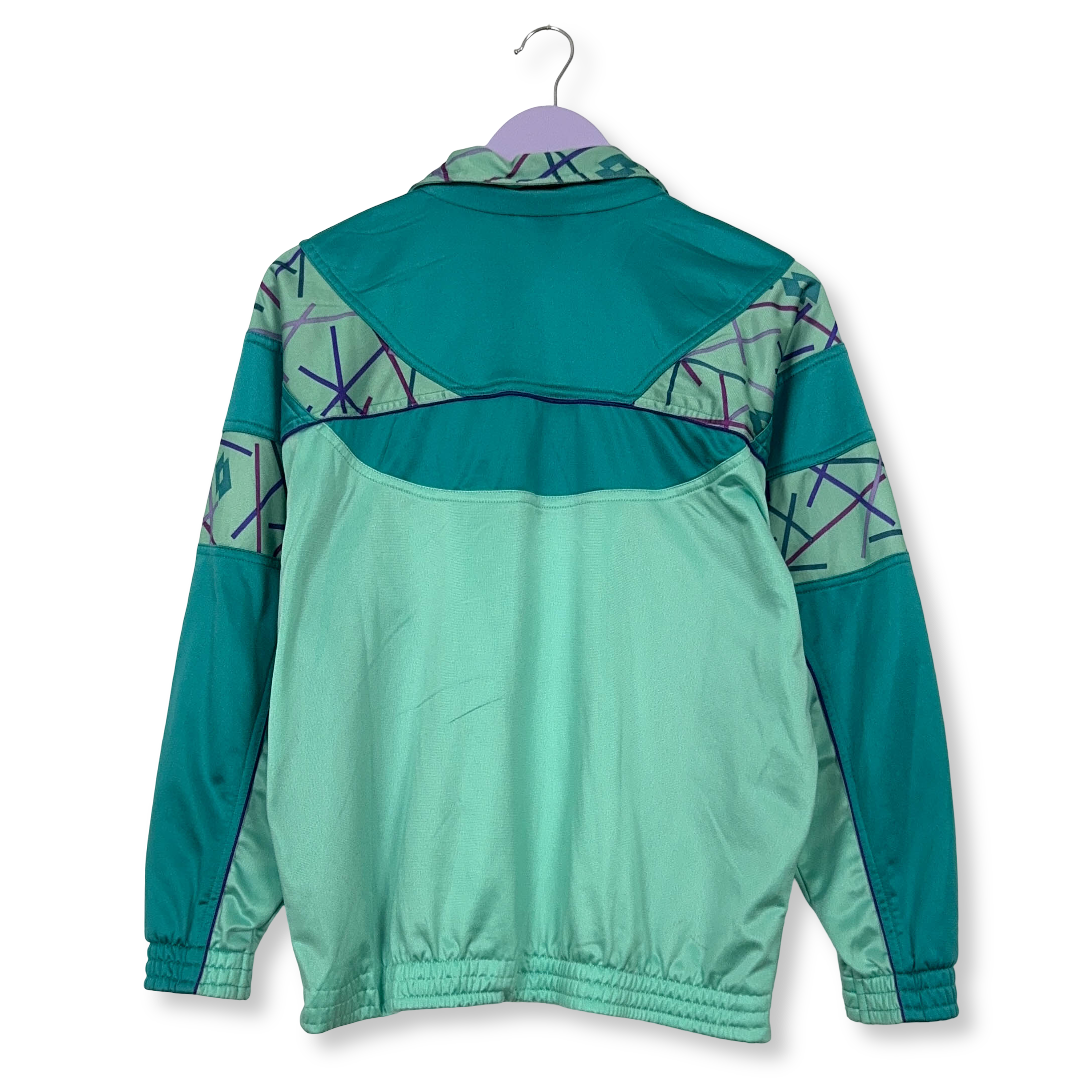 Felpa Lotto Vintage verde acqua con zip anni 90 - Taglia S/M uomo