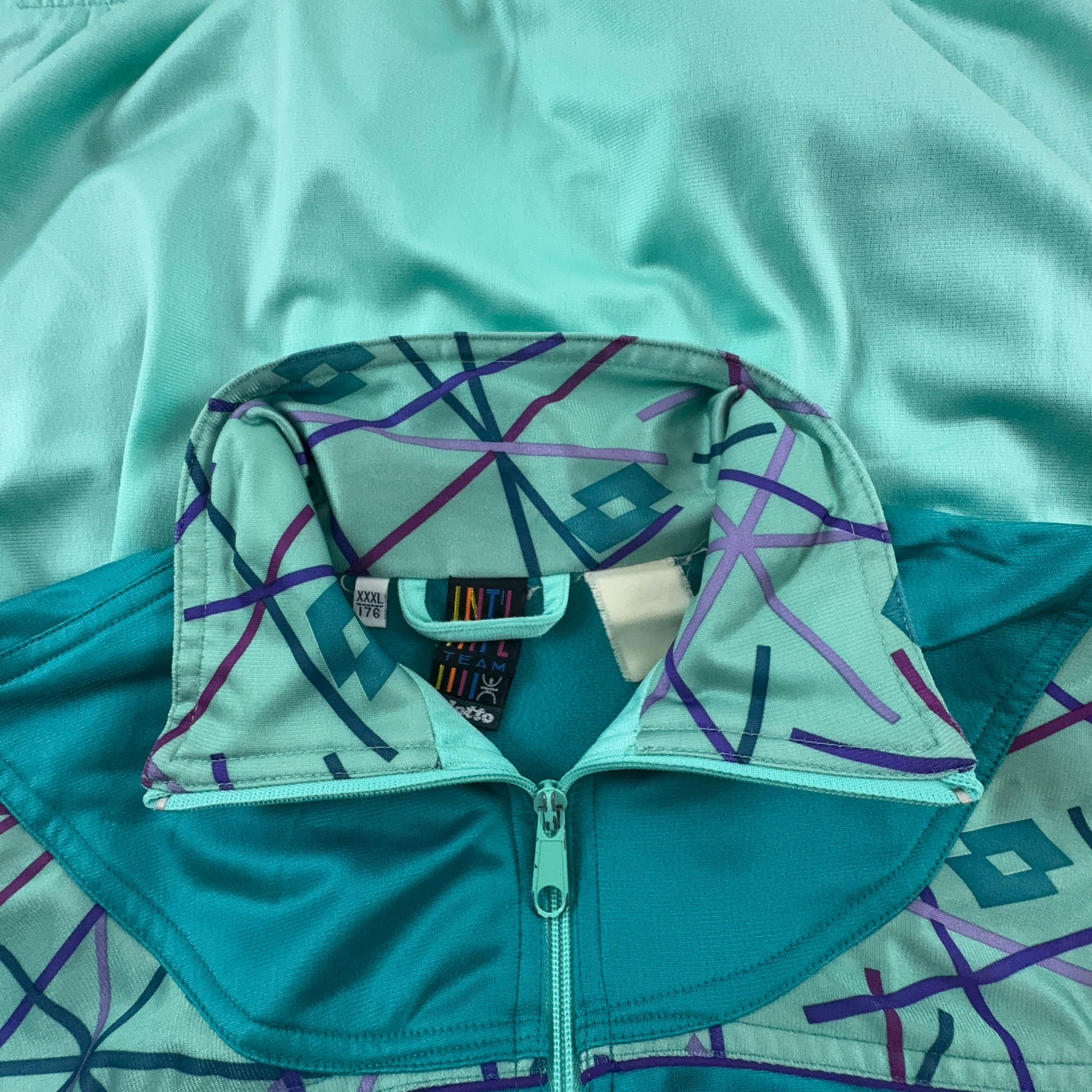 Felpa Lotto Vintage verde acqua con zip anni 90 - Taglia S/M uomo