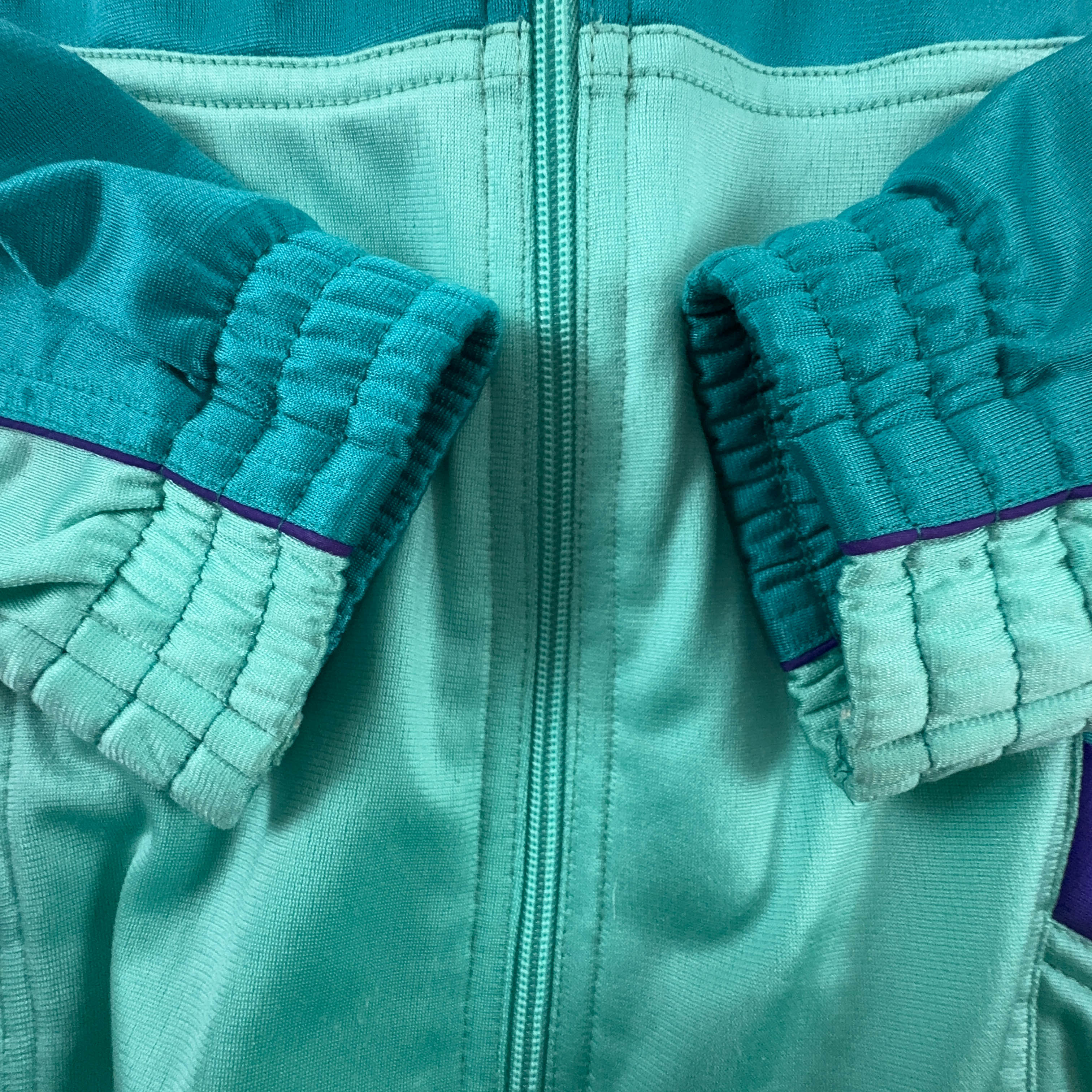 Felpa Lotto Vintage verde acqua con zip anni 90 - Taglia S/M uomo