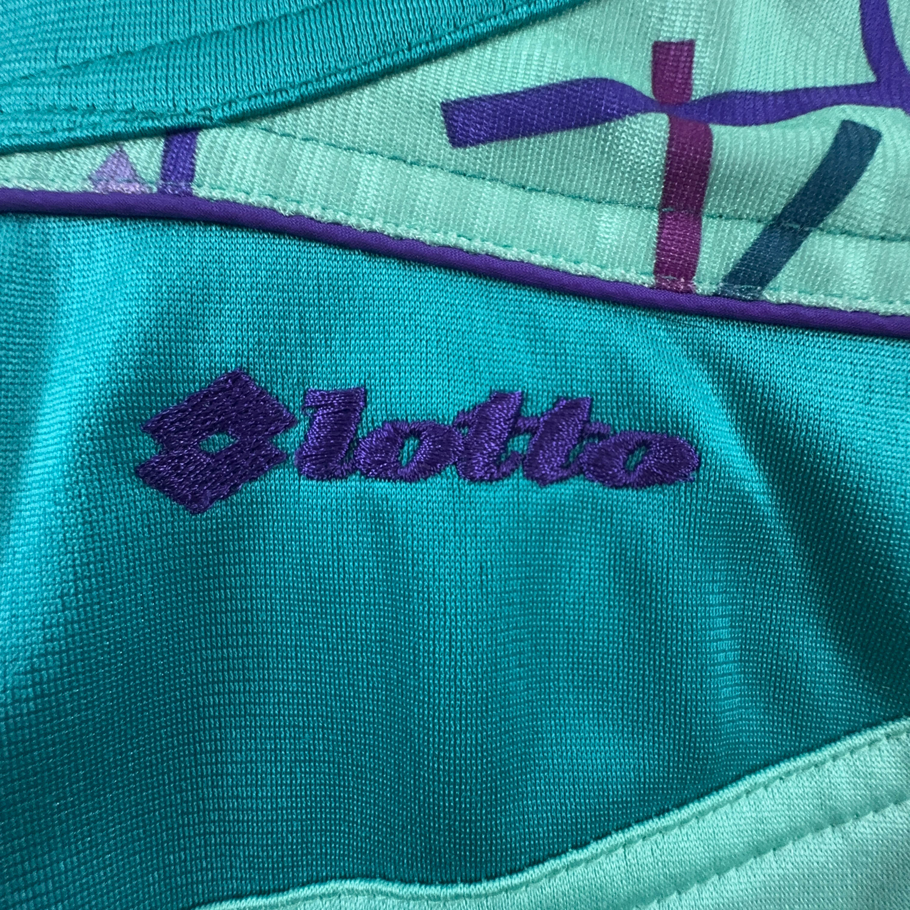 Felpa Lotto Vintage verde acqua con zip anni 90 - Taglia S/M uomo