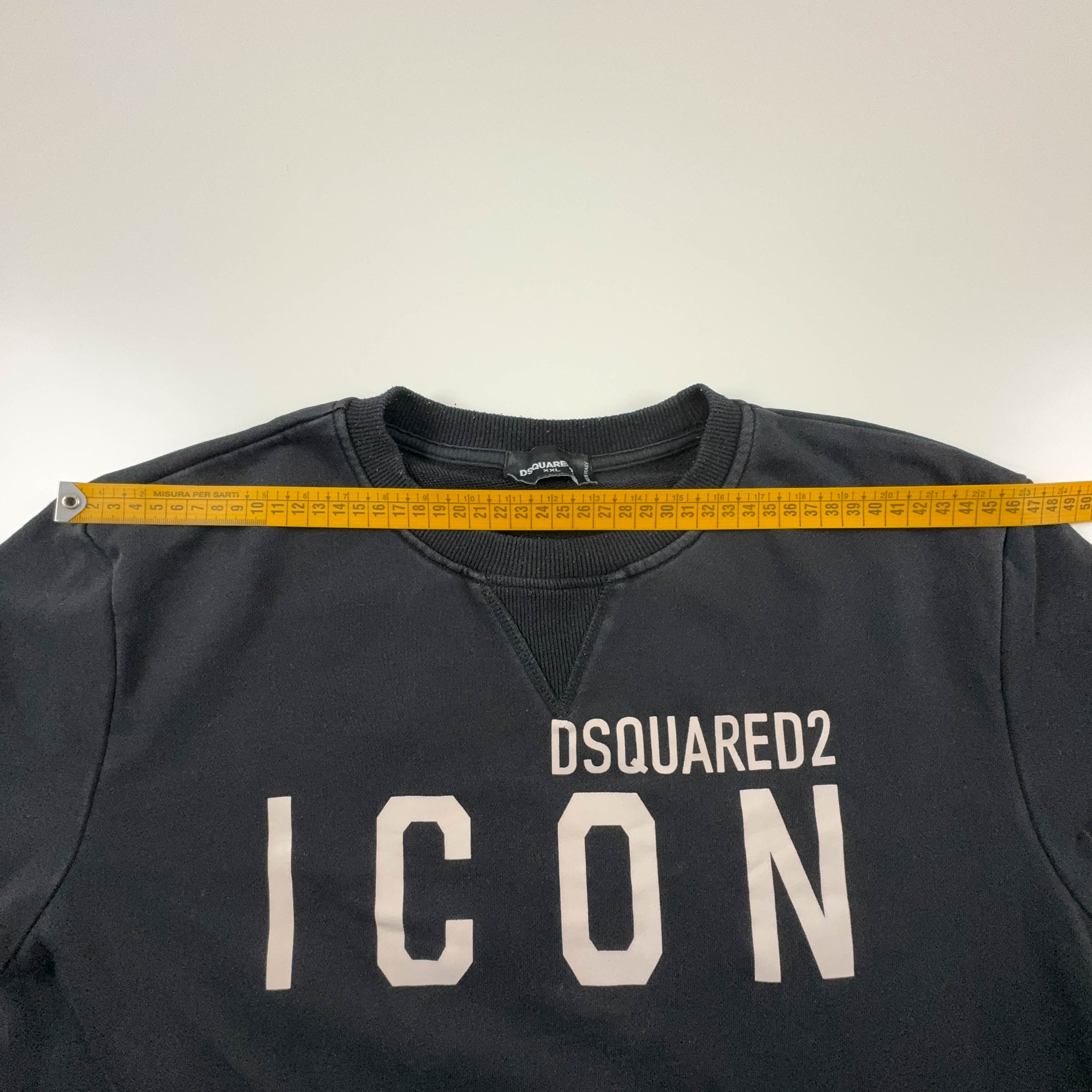 Felpa Dsquared2 nera a girocollo con logo stampato - Taglia L uomo