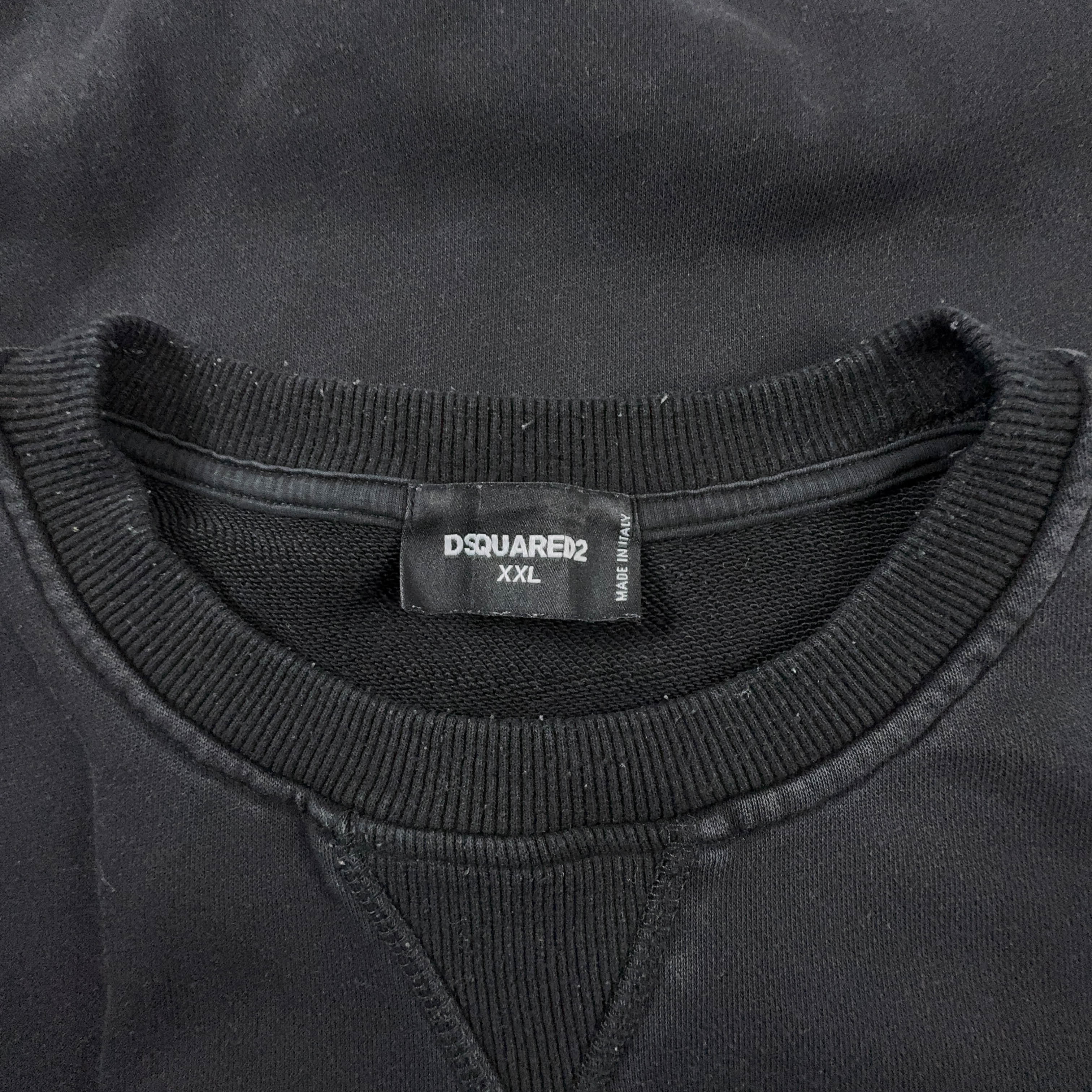 Felpa Dsquared2 nera a girocollo con logo stampato - Taglia L uomo