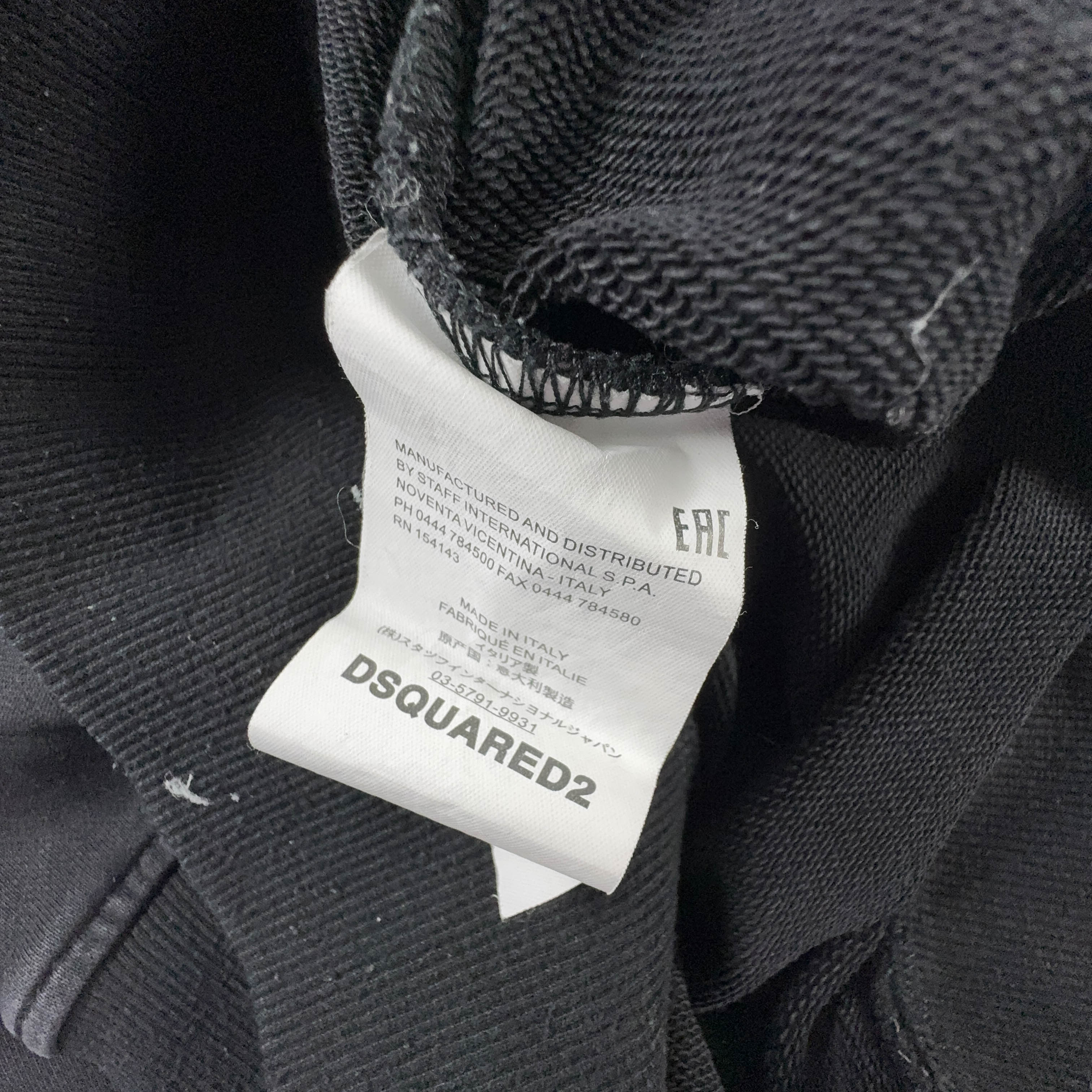 Felpa Dsquared2 nera a girocollo con logo stampato - Taglia L uomo