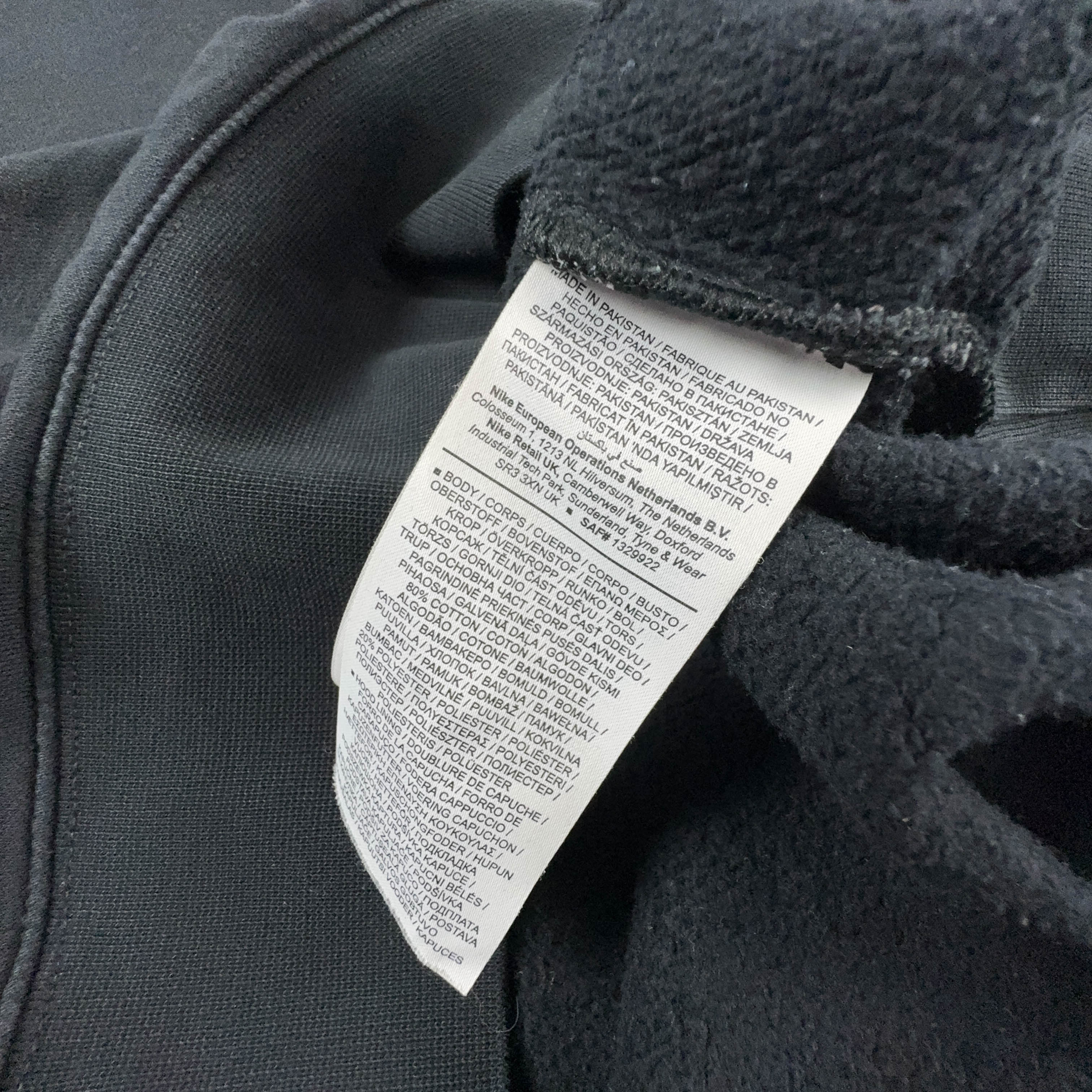 Felpa Nike nera con cappuccio e swoosh centrale - Taglia S/M uomo