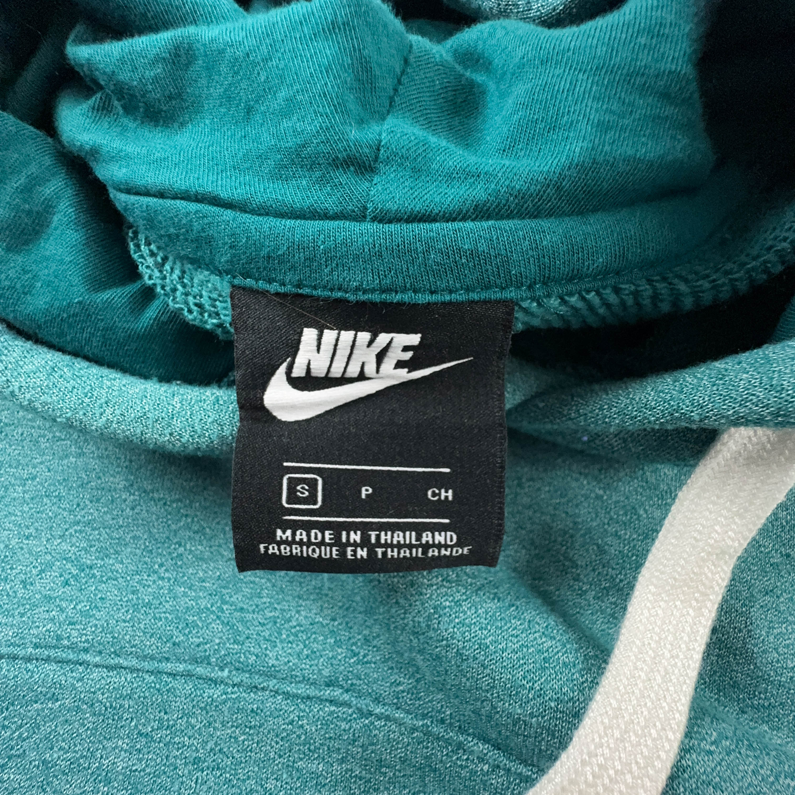 Felpa Nike verde acqua con cappuccio e logo spellout stampato - Taglia S/M uomo