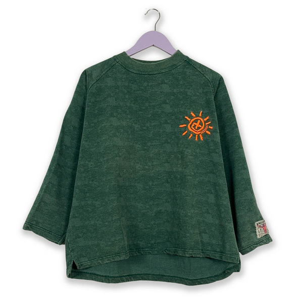 Felpa Vintage a girocollo verde scuro con ricamo - Taglia XXL donna