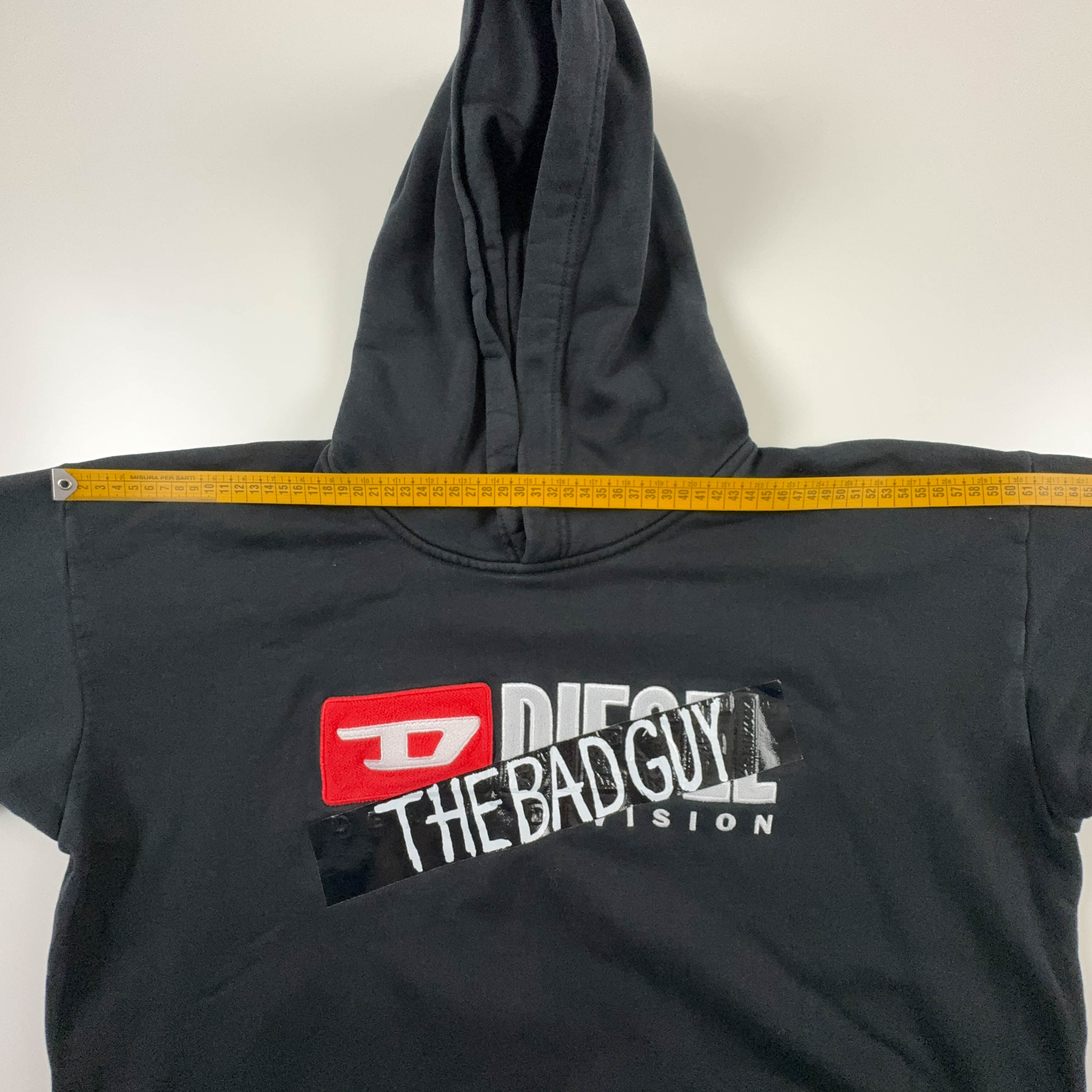 Felpa Diesel nera con stampa e cappuccio 100% cotone - Taglia M uomo