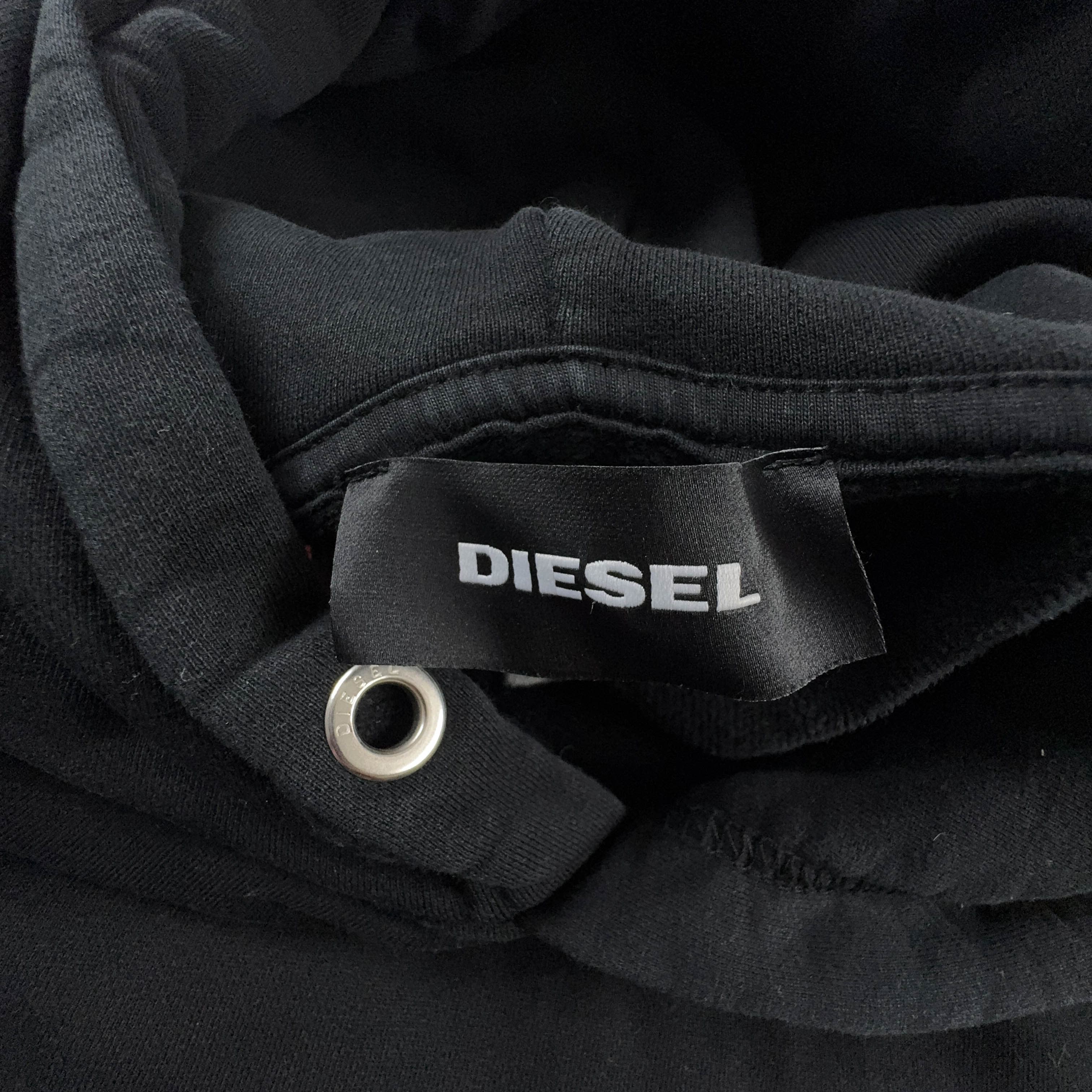 Felpa Diesel nera con stampa e cappuccio 100% cotone - Taglia M uomo