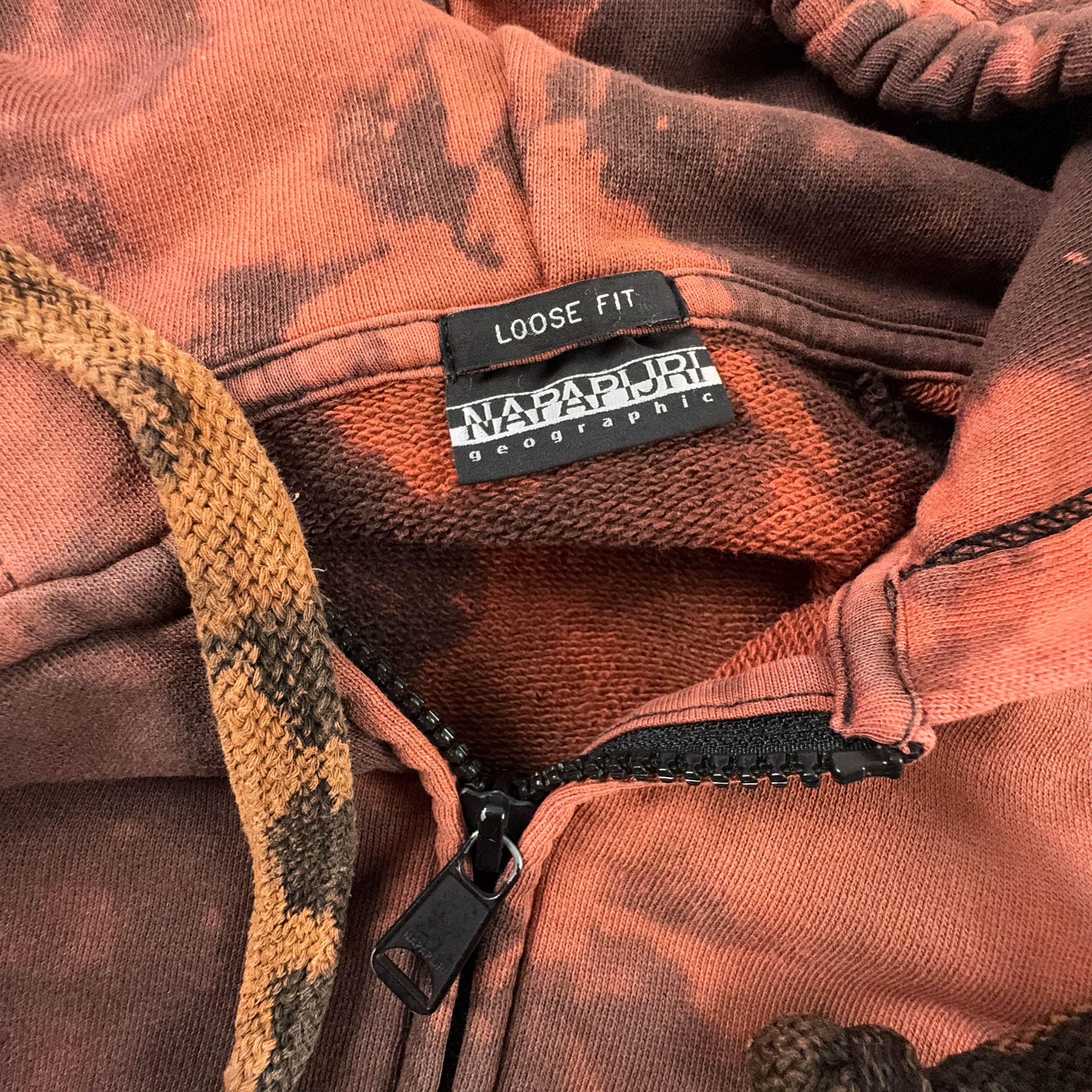 Felpa Napapijri Tie Dye arancione con zip e cappuccio - Taglia L uomo