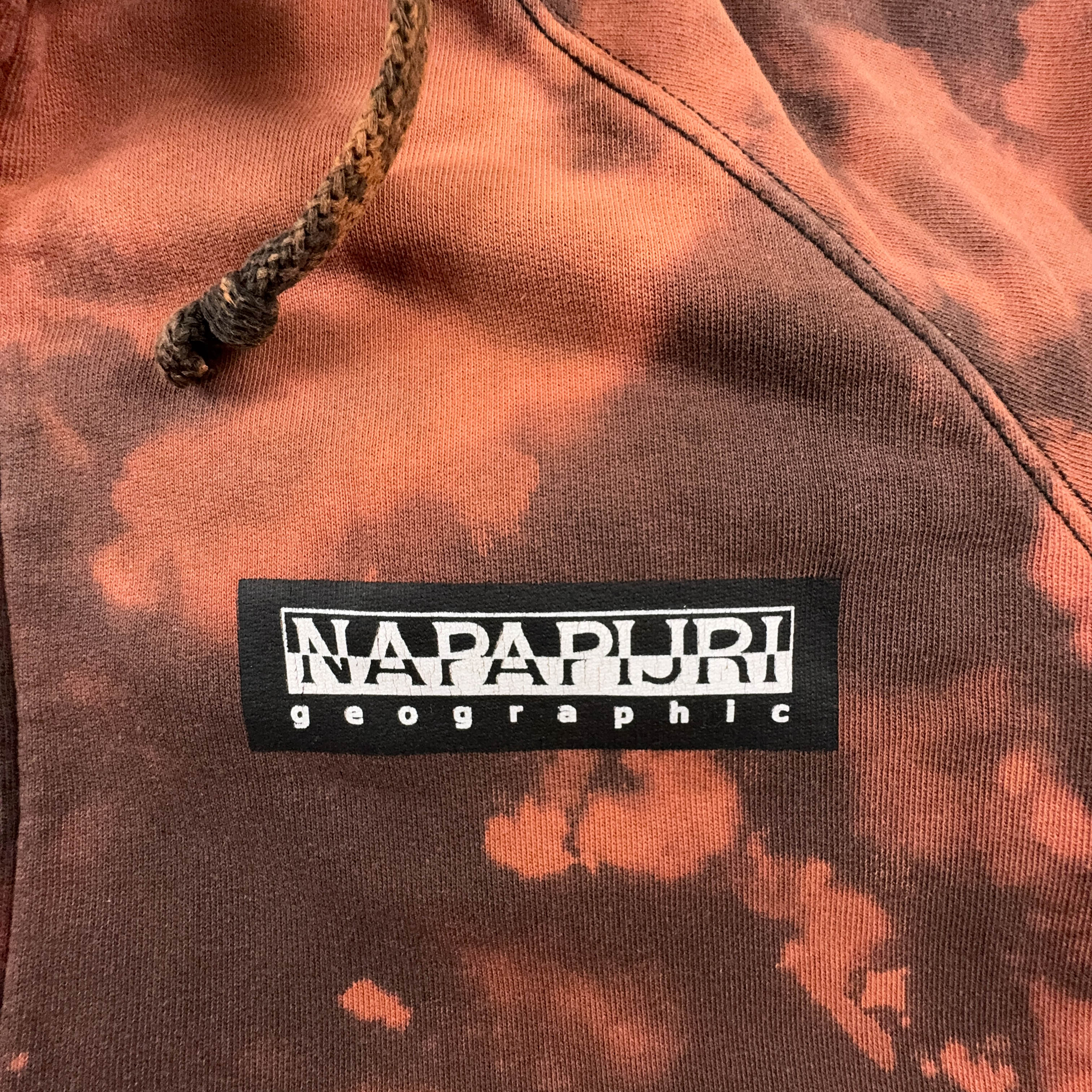 Felpa Napapijri Tie Dye arancione con zip e cappuccio - Taglia L uomo