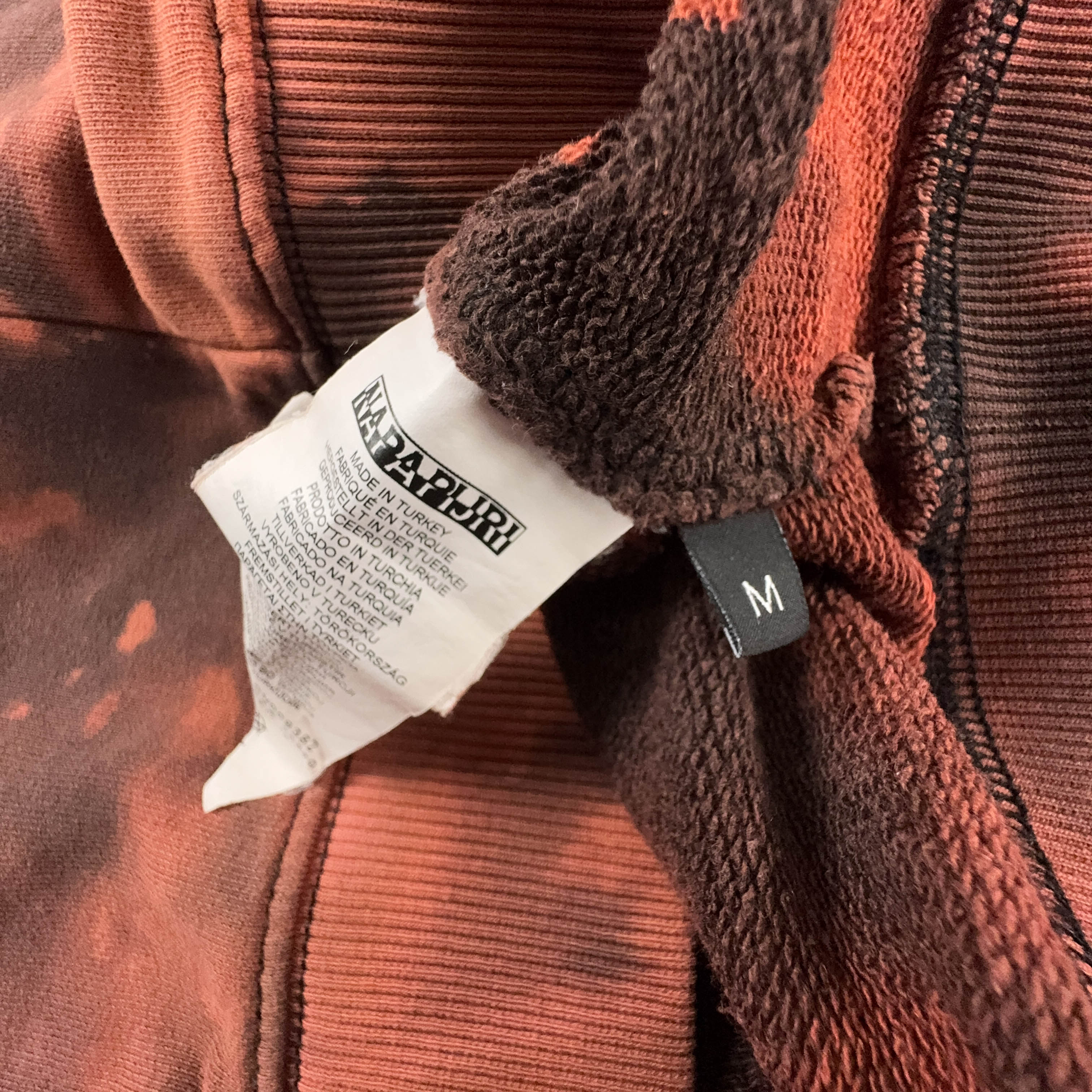 Felpa Napapijri Tie Dye arancione con zip e cappuccio - Taglia L uomo