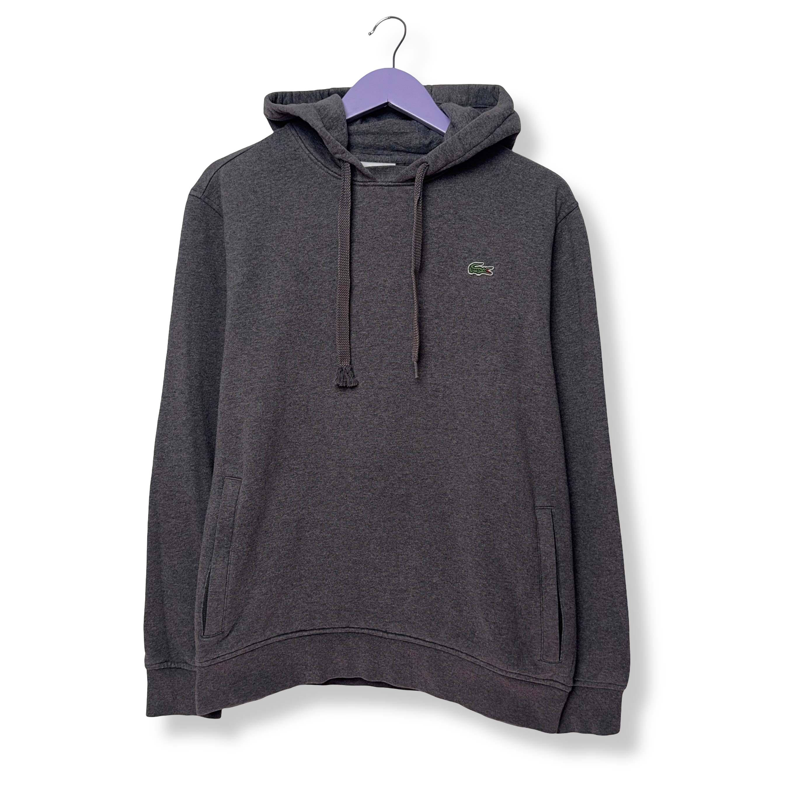 Felpa Lacoste grigia con cappuccio e tasche con zip - Taglia 5 L uomo