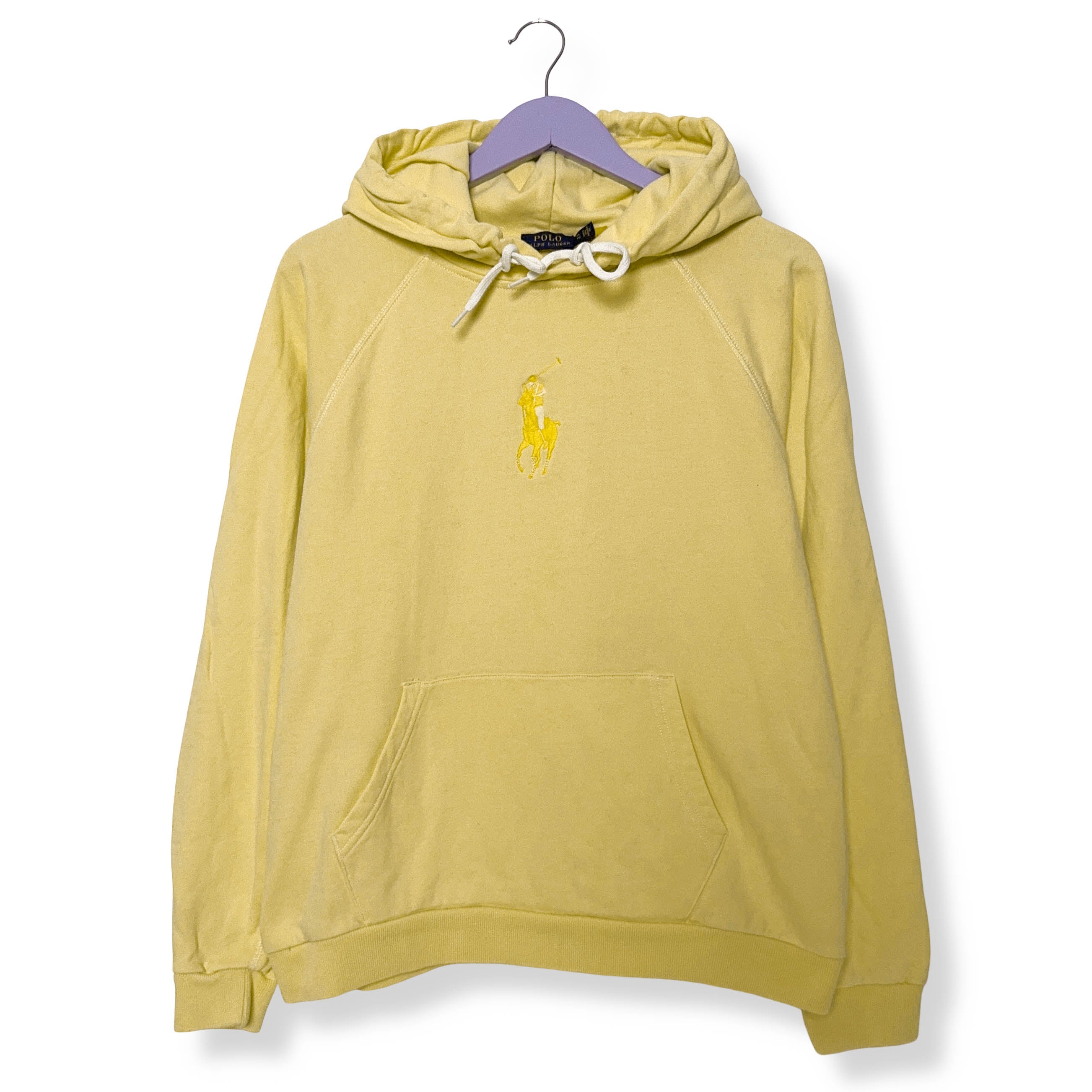 Felpa Ralph Lauren gialla con cappuccio e tasche logo ricamato - Taglia M/L uomo