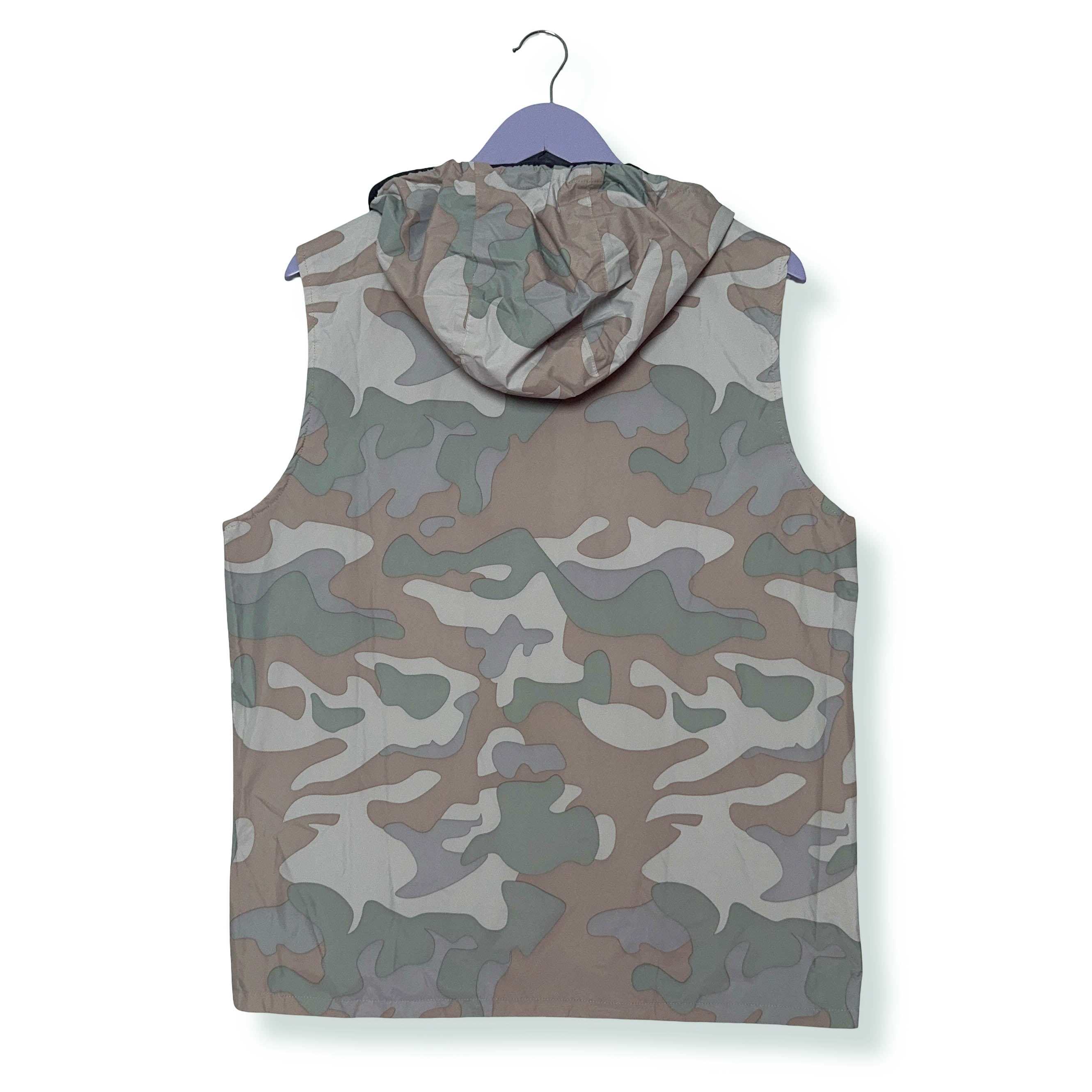 Giacca smanicata K way double face blu militare con zip - Taglia L uomo