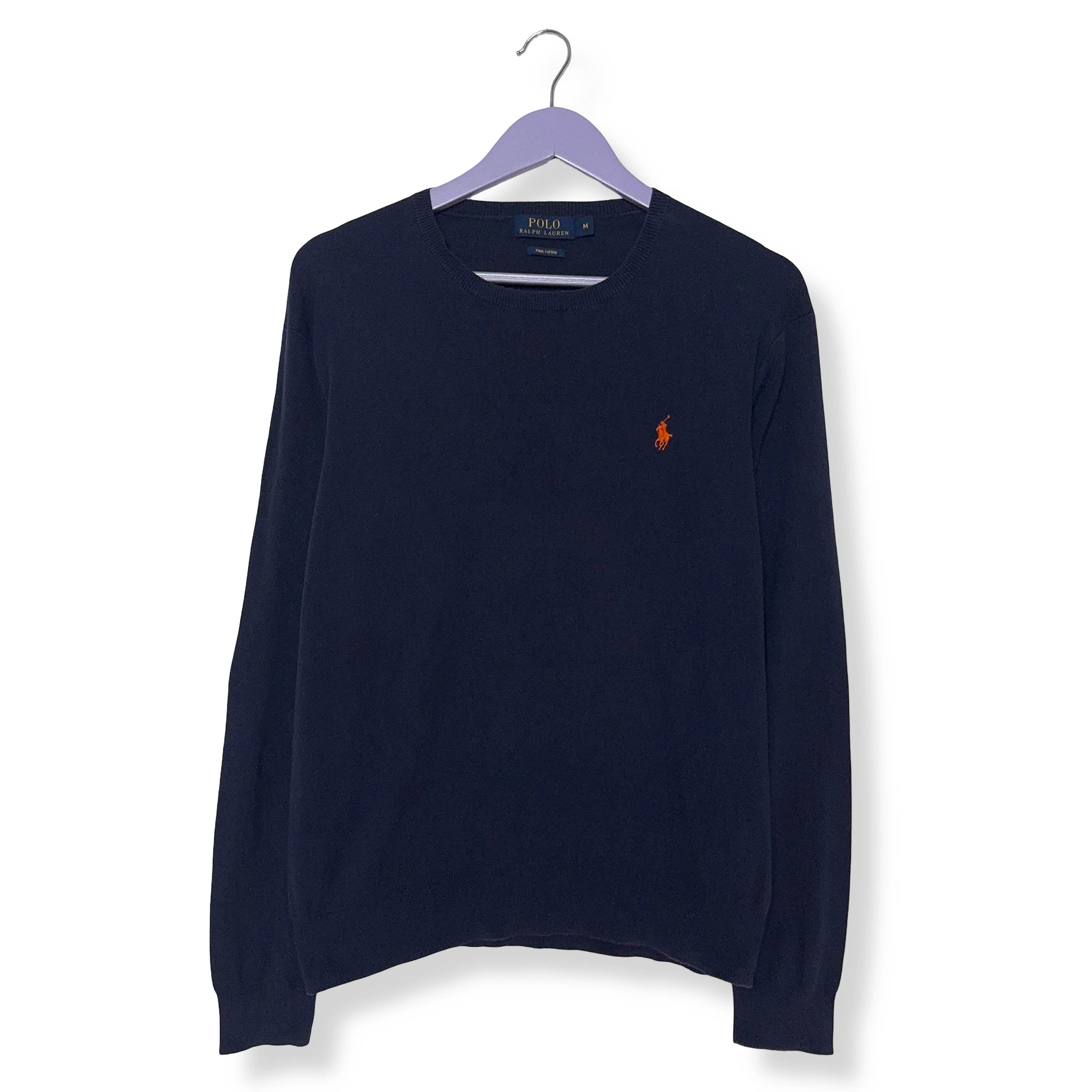 Maglione Ralph Lauren blu scuro a girocollo leggero in cotone - Taglia M uomo