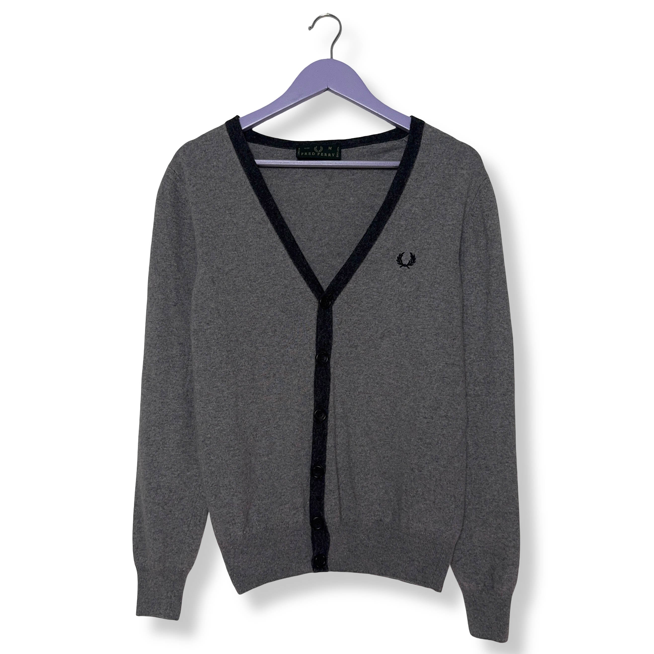 Cardigan Fred Perry grigio 50% lana e cashmere - Taglia M uomo