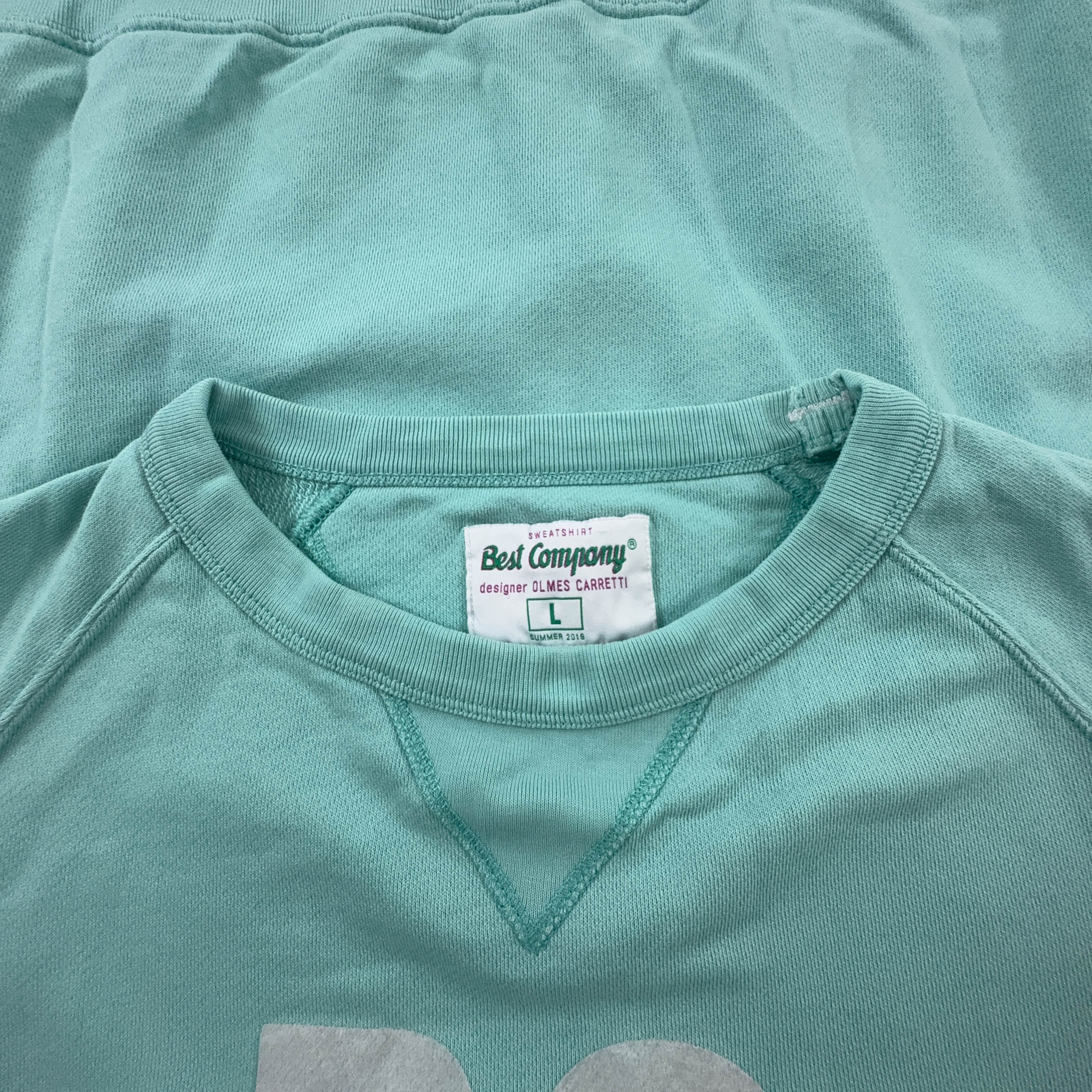 Felpa Best Company Vintage azzurra a girocollo in cotone - Taglia L uomo