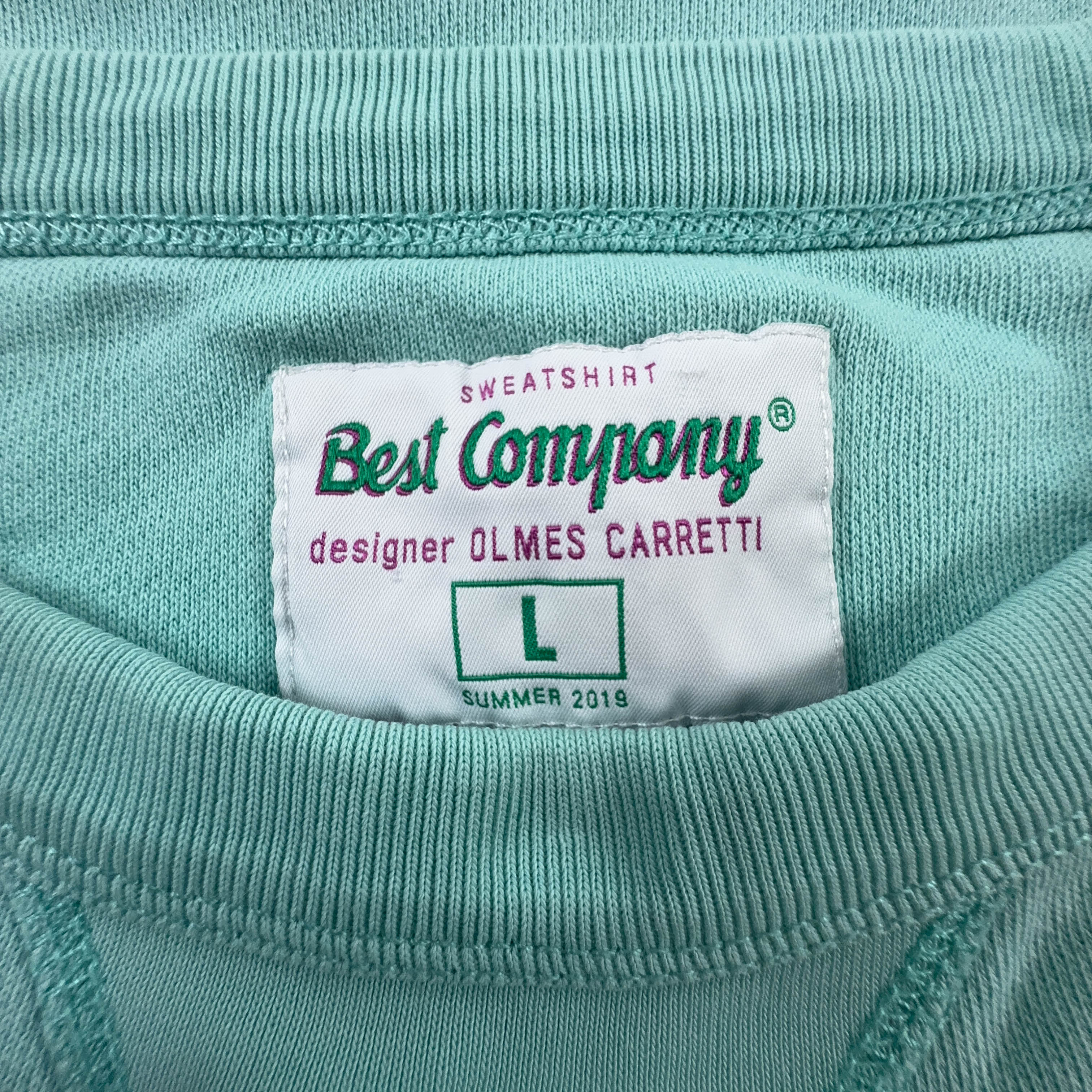 Felpa Best Company Vintage azzurra a girocollo in cotone - Taglia L uomo