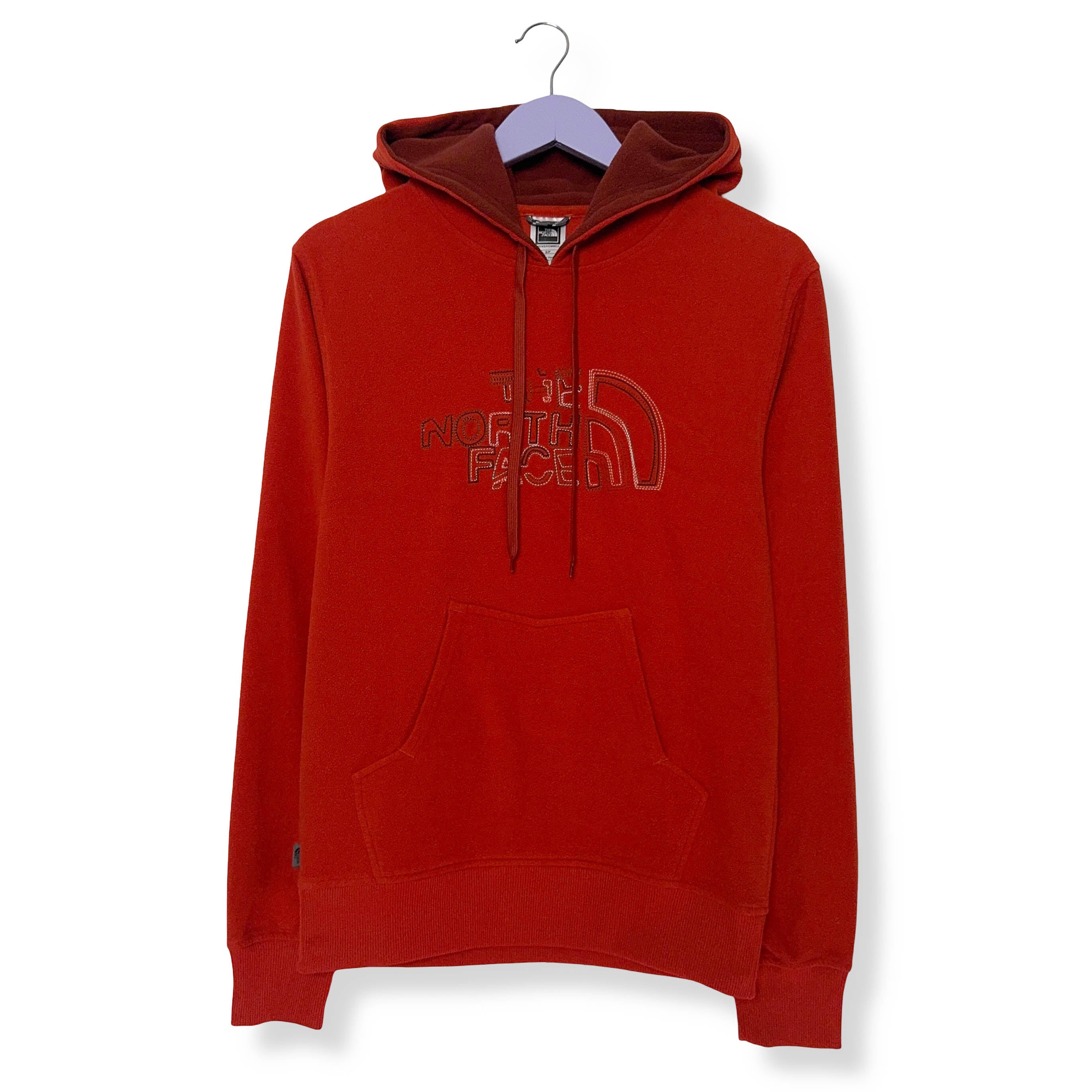 Pile The North Face arancione con cappuccio logo grande ricamato - Taglia S uomo