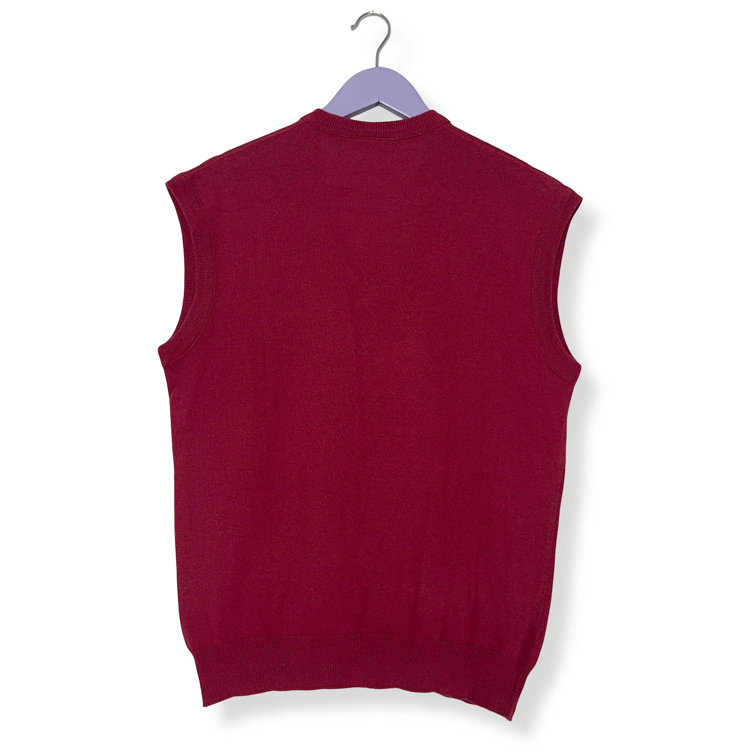 Gilet Lacoste Vintage rosso scollo a V in cotone - Taglia 5 uomo