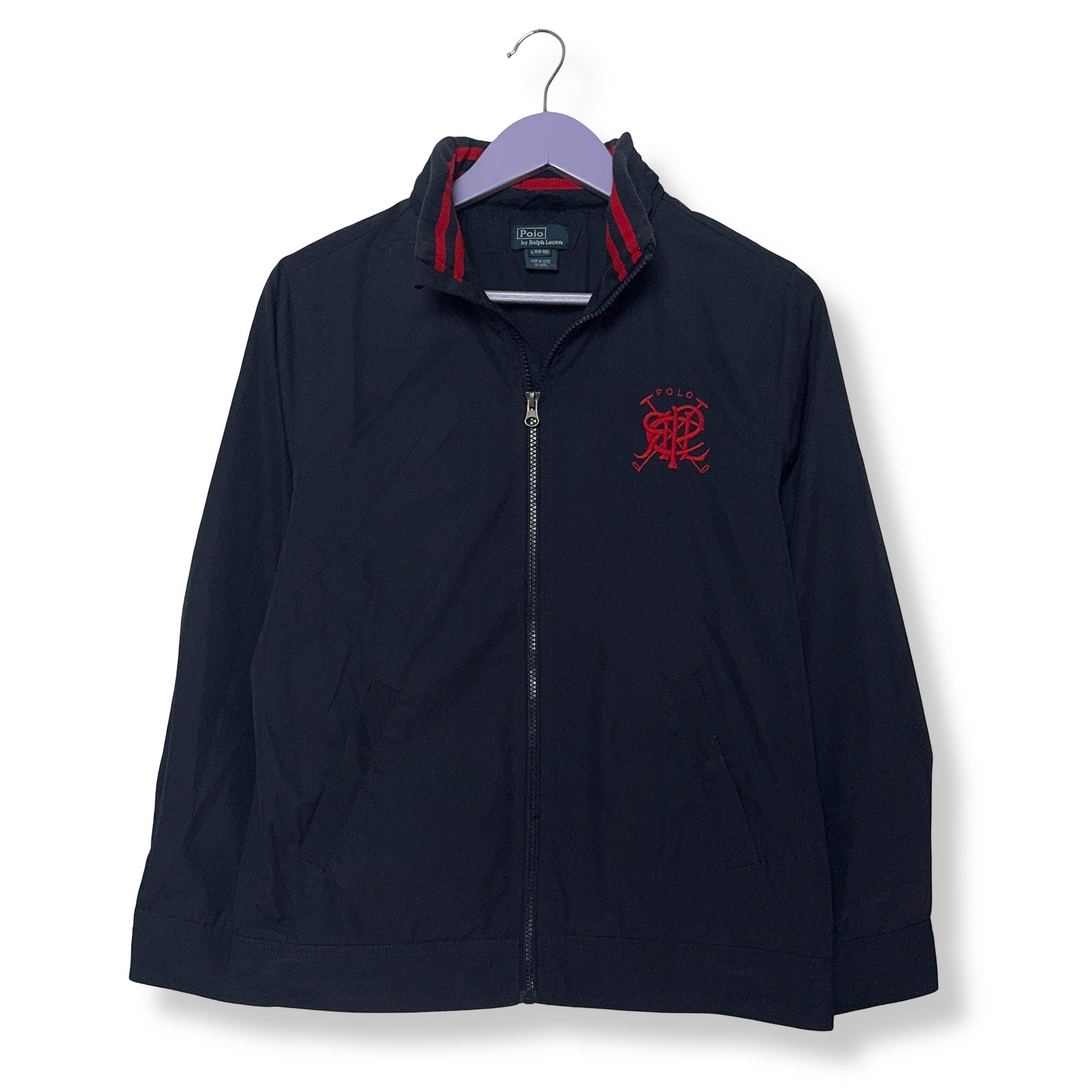 Giacca a vento Ralph Lauren blu scuro con zip e cappuccio - Taglia S uomo