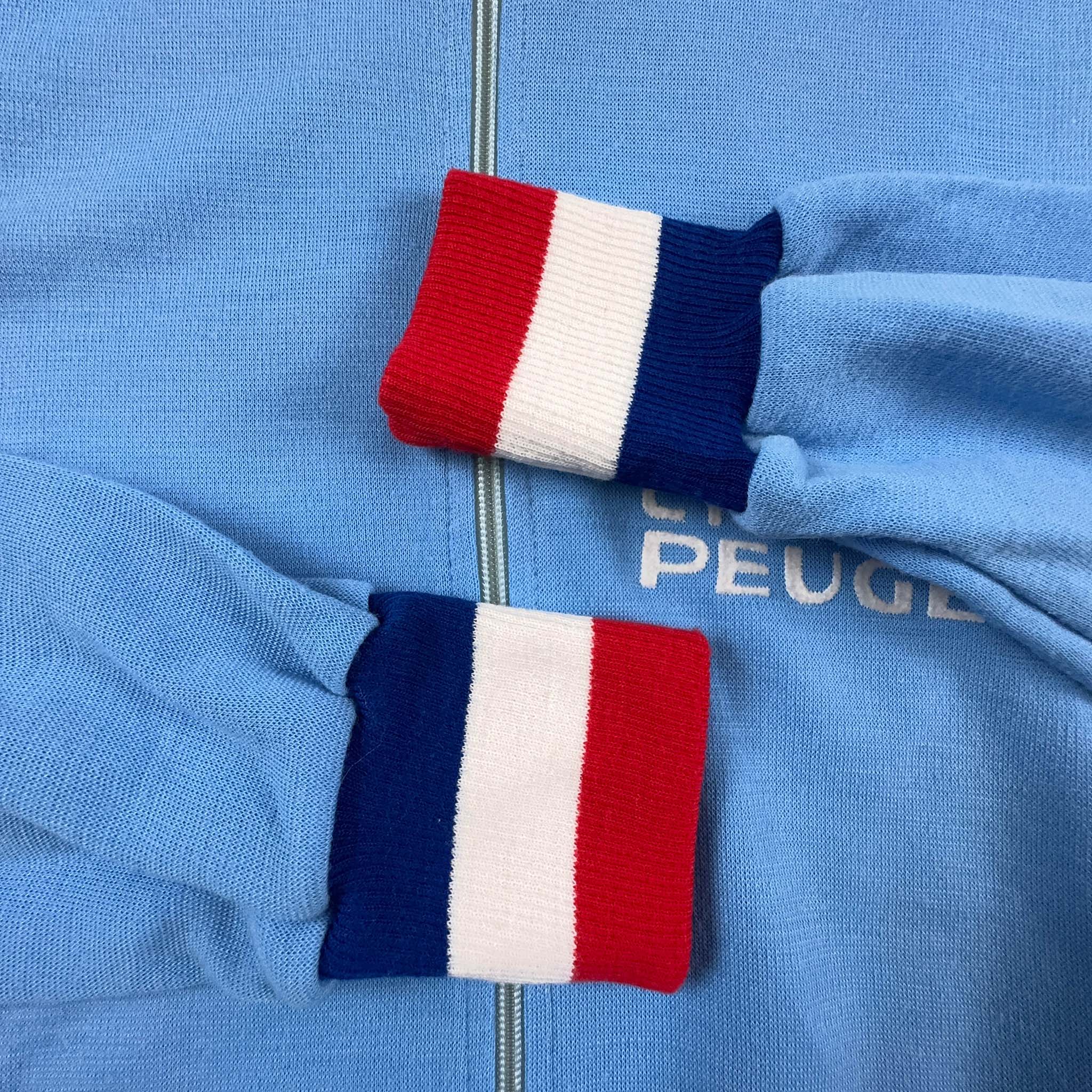 Felpa Vintage Cycles Peugeot blu con zip anni 80 - Taglia M uomo