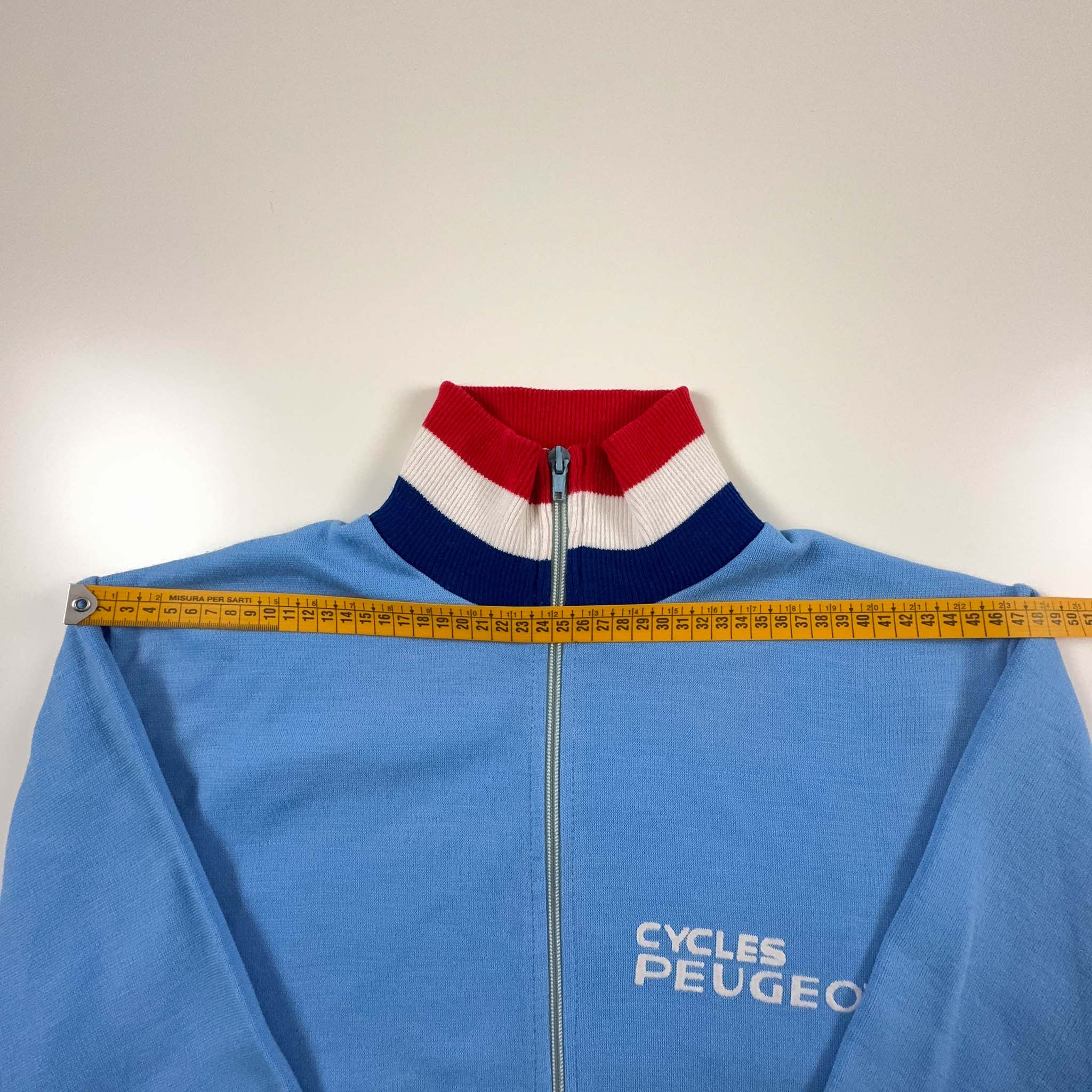 Felpa Vintage Cycles Peugeot blu con zip anni 80 - Taglia M uomo