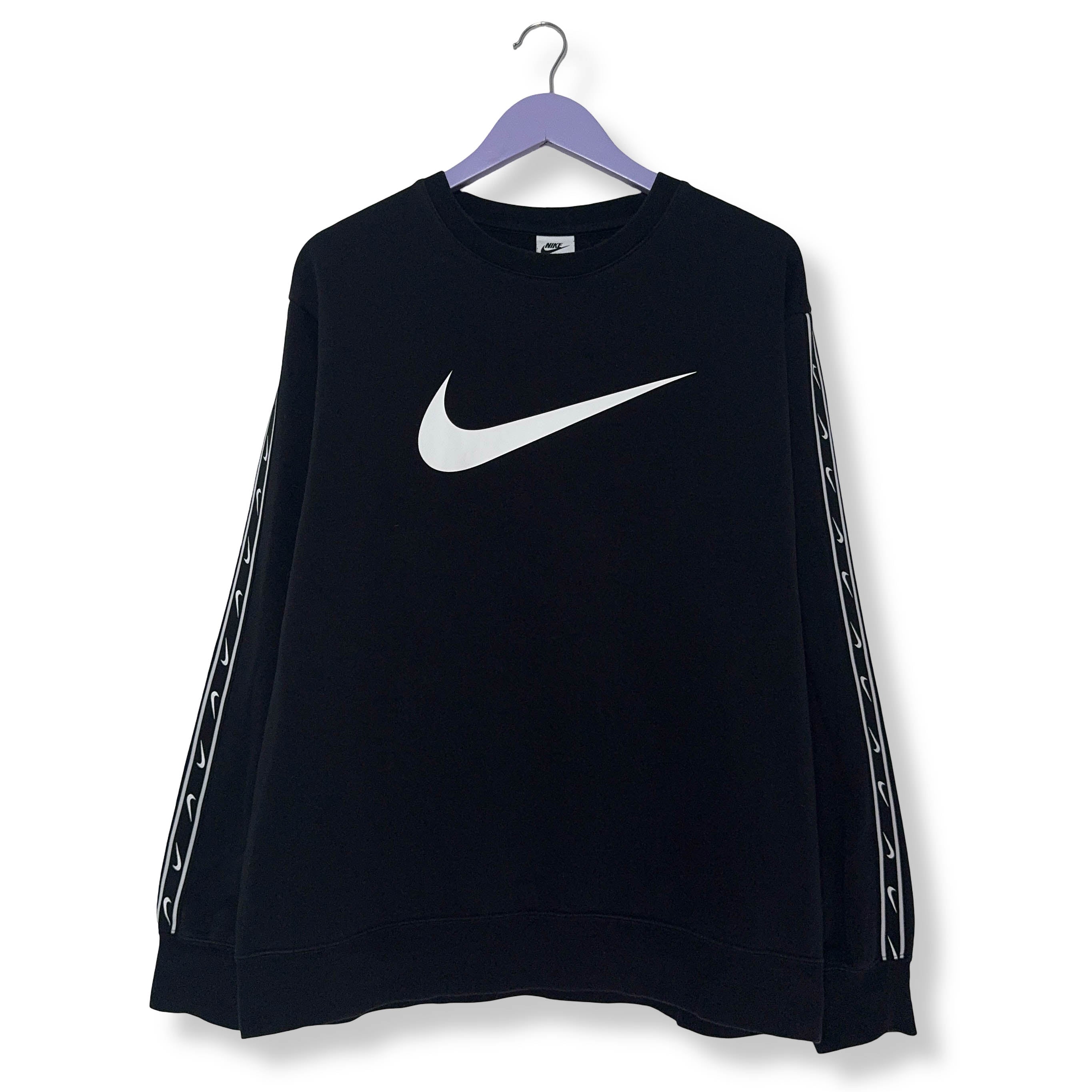 Felpa Nike nera a girocollo logo grande stampato - Taglia L uomo