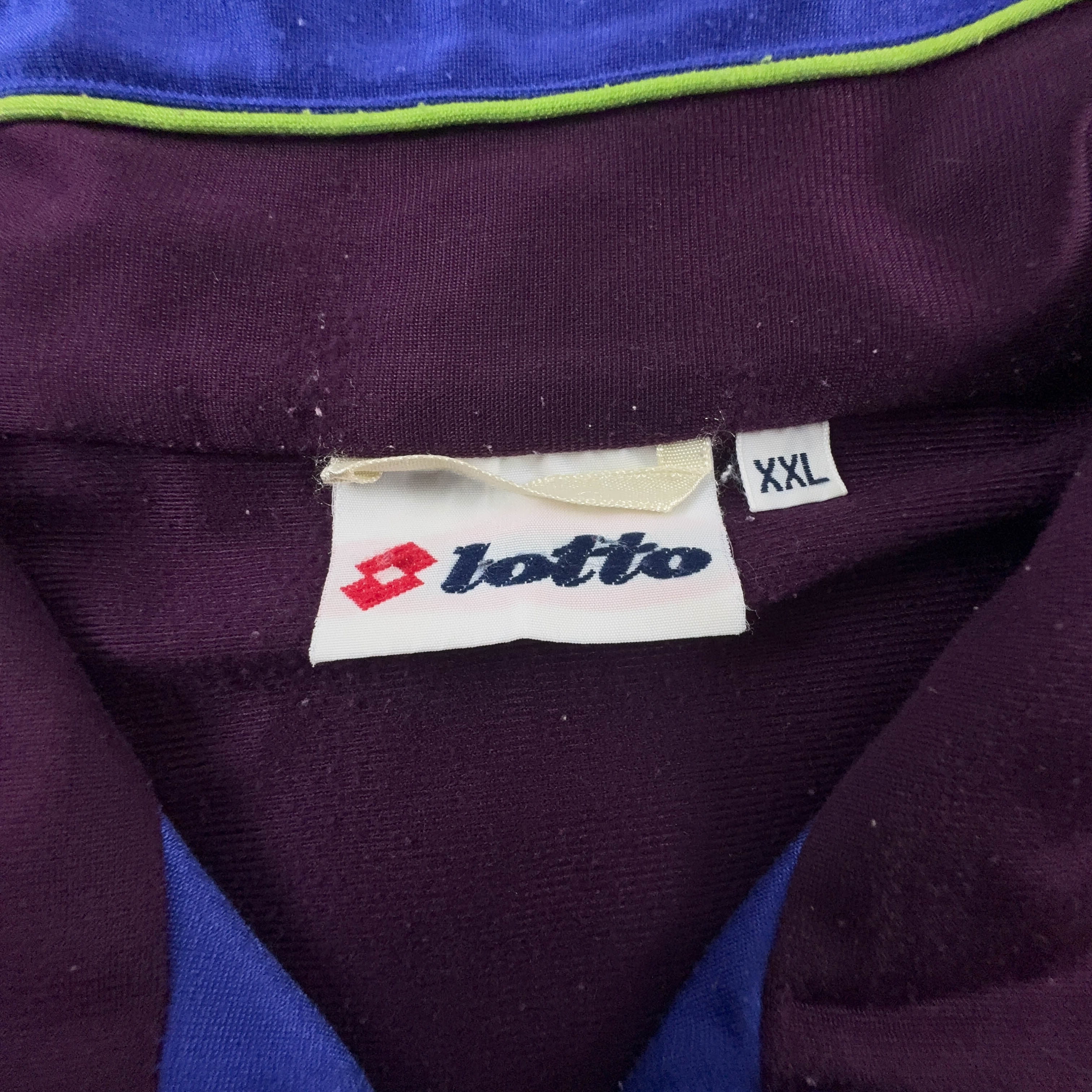 Felpa Lotto Vintage blu e bordeaux con zip e logo ricamato anni 80 - Taglia XXL uomo