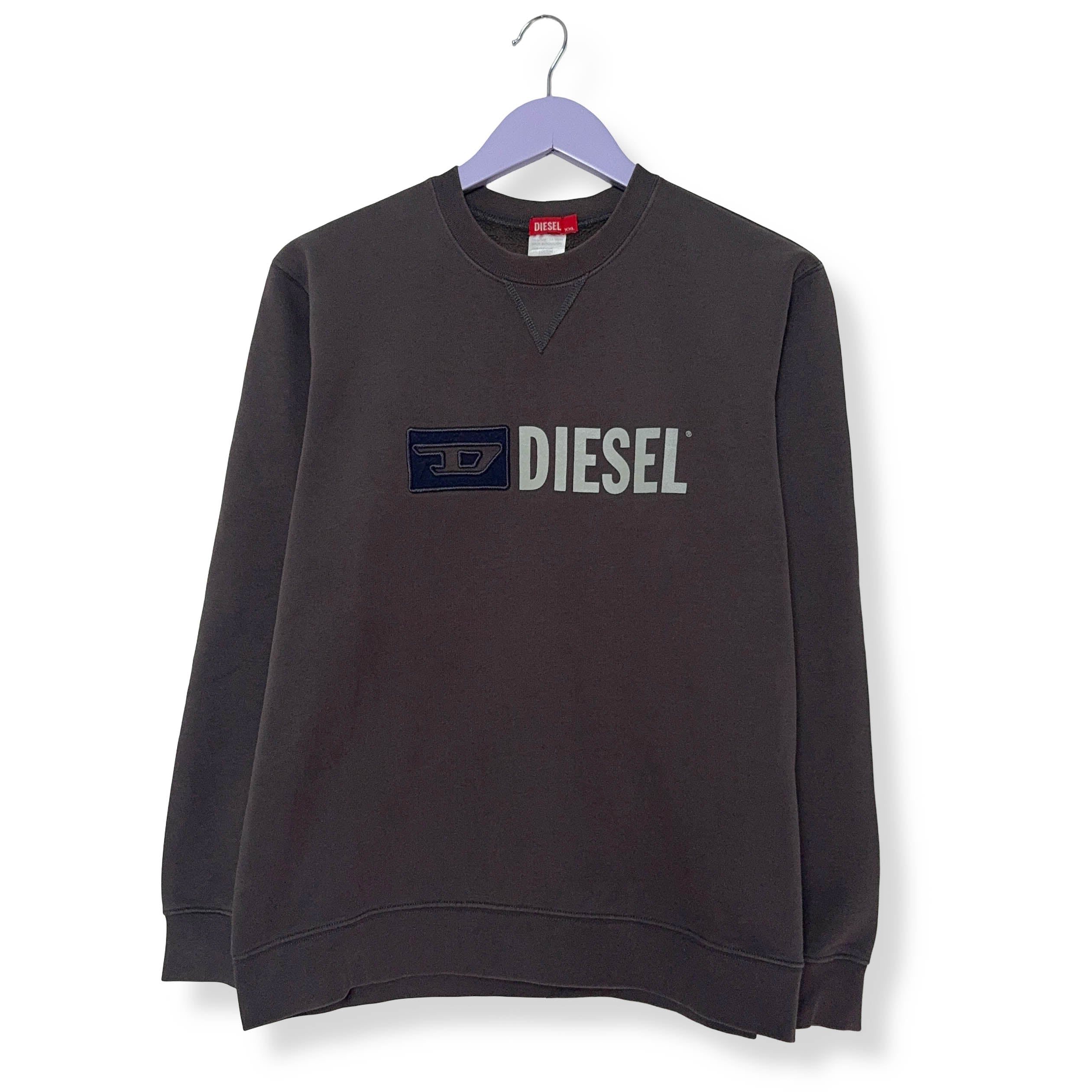 Felpa Diesel Vintage grigia a girocollo con stampa e ricamo - Taglia M uomo