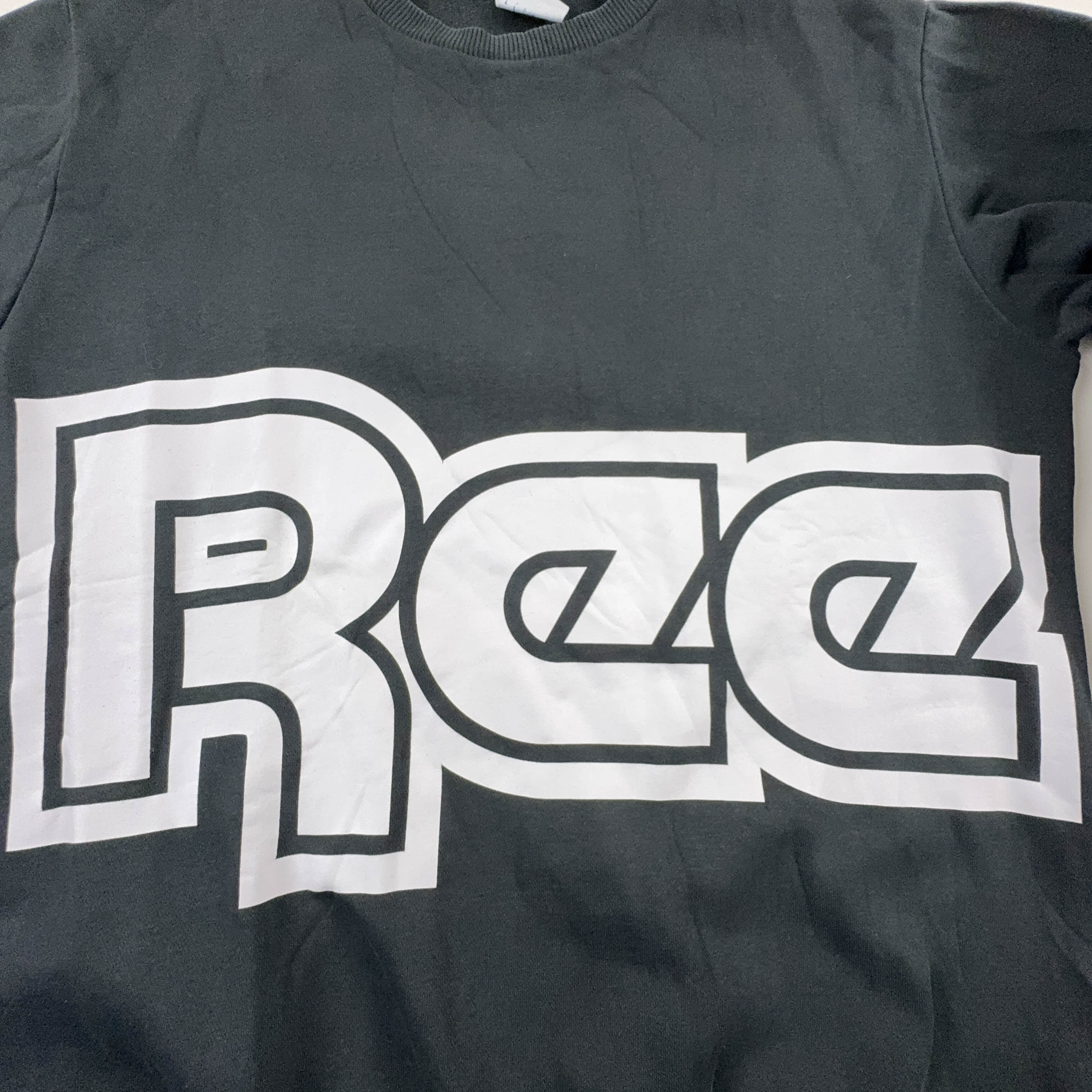 Felpa Reebok nera a girocollo in cotone logo stampato grande - Taglia L uomo