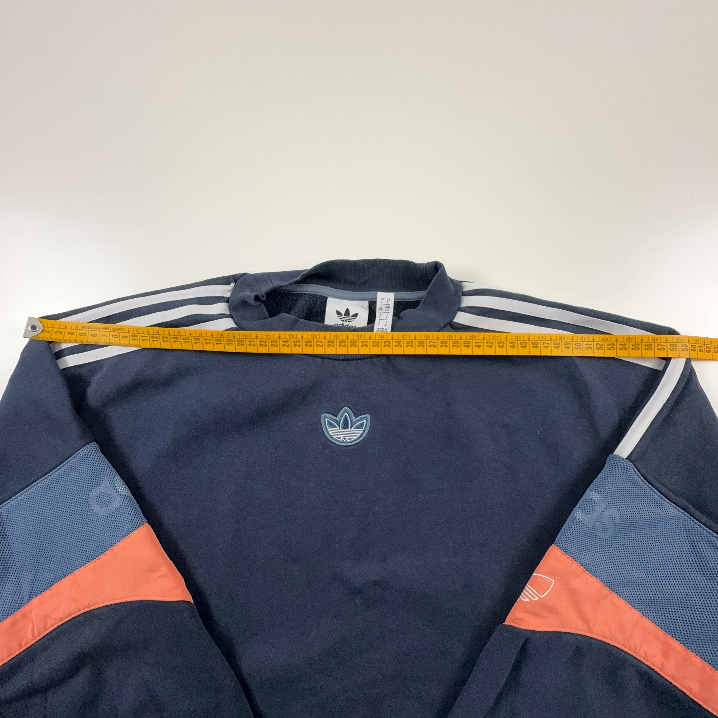 Felpa Adidas blu a girocollo logo centrale - Taglia L/XL uomo
