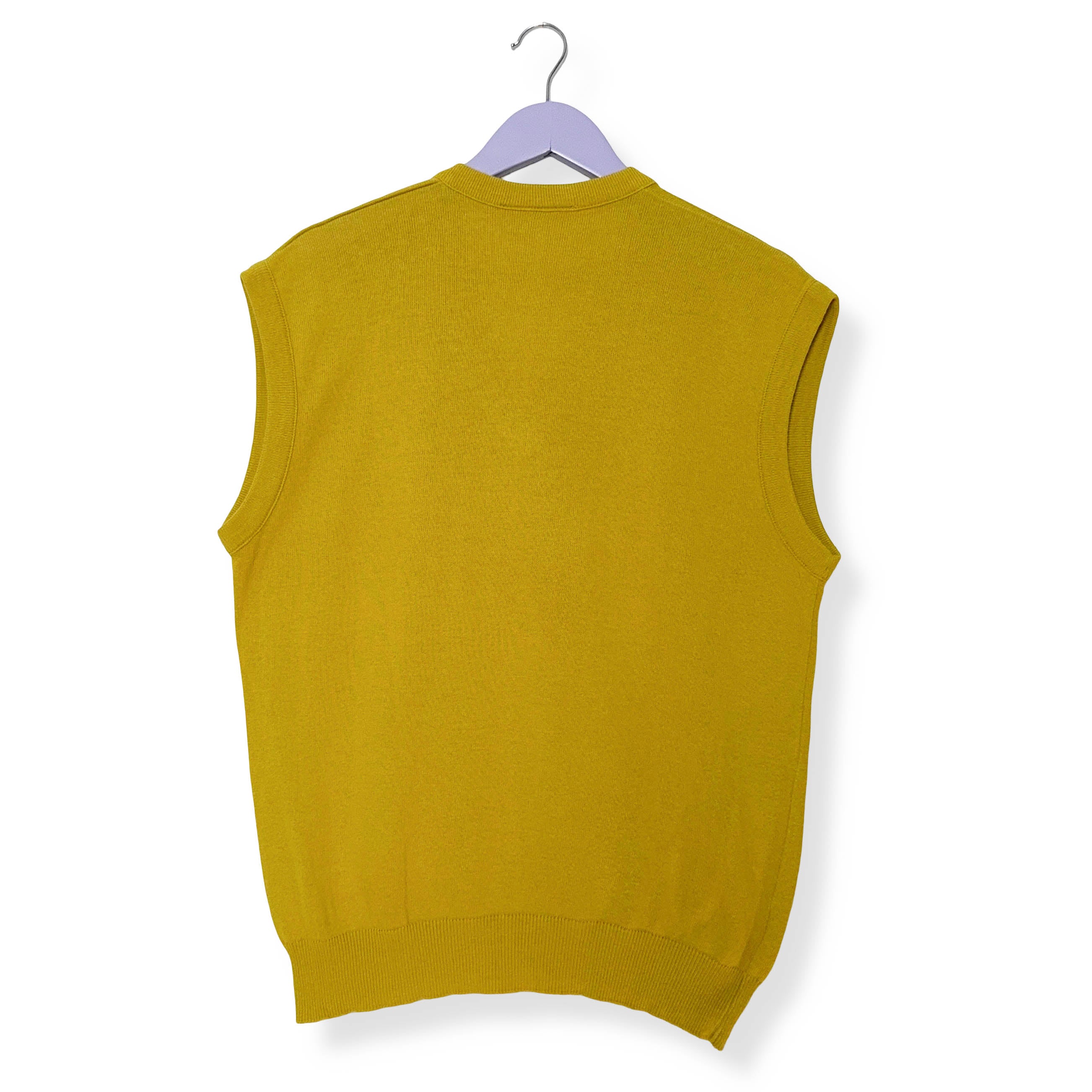 Gilet Lacoste Vintage giallo scollo a V in cotone - Taglia 5 L uomo