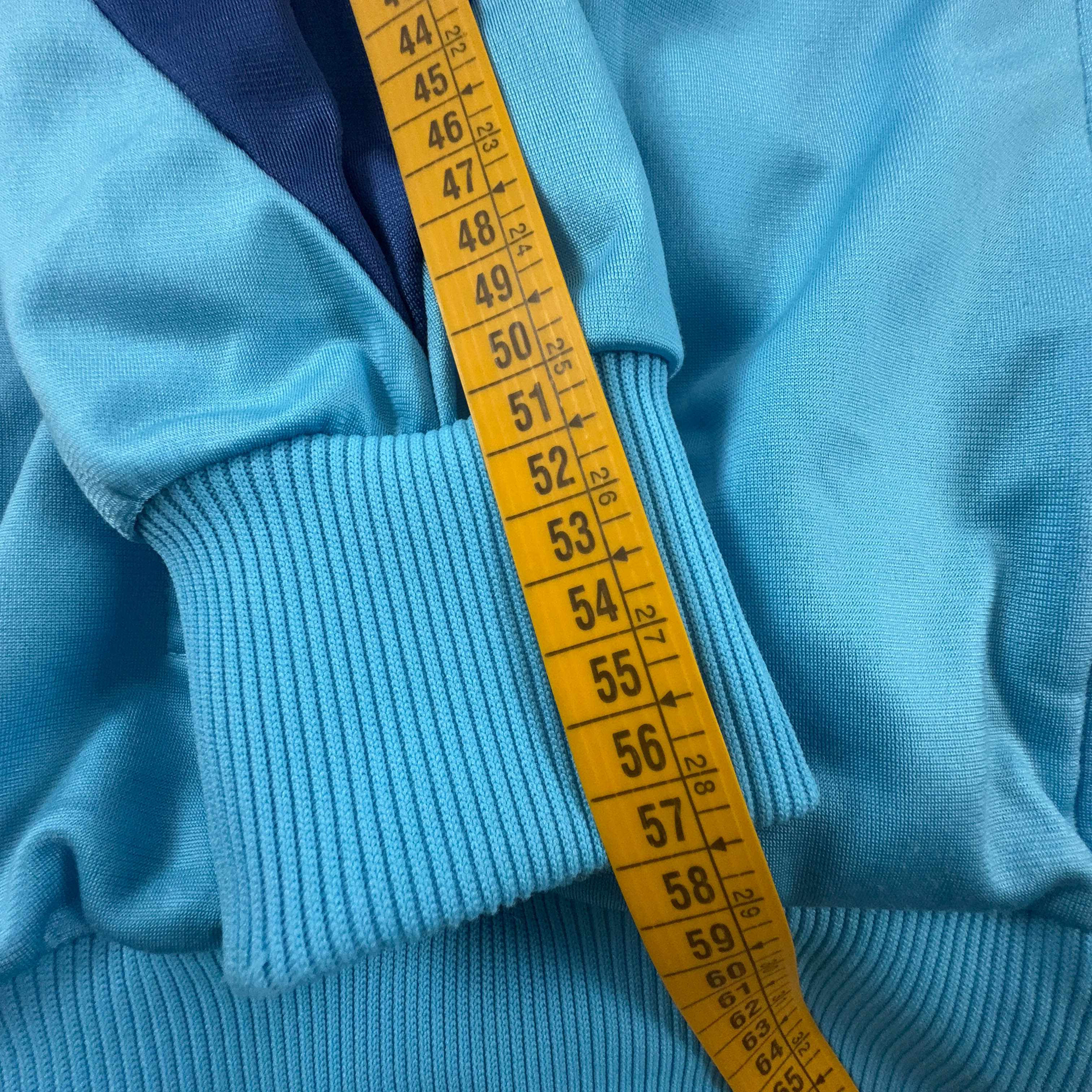 Felpa Puma Vintage azzurra e blu con zip e logo ricamato anni 90 - Taglia 6 uomo