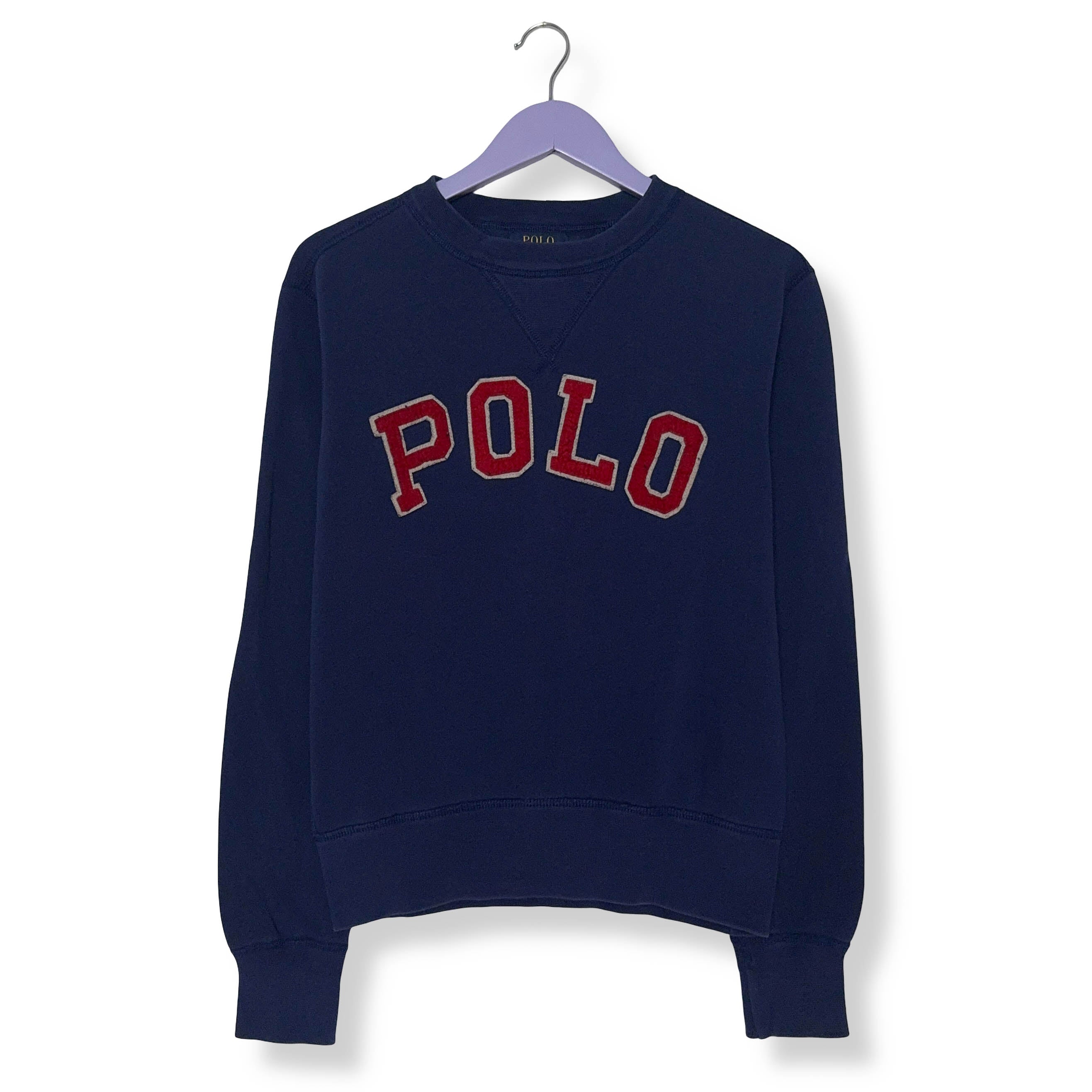 Felpa Ralph Lauren blu a girocollo logo ricamato - Taglia S uomo
