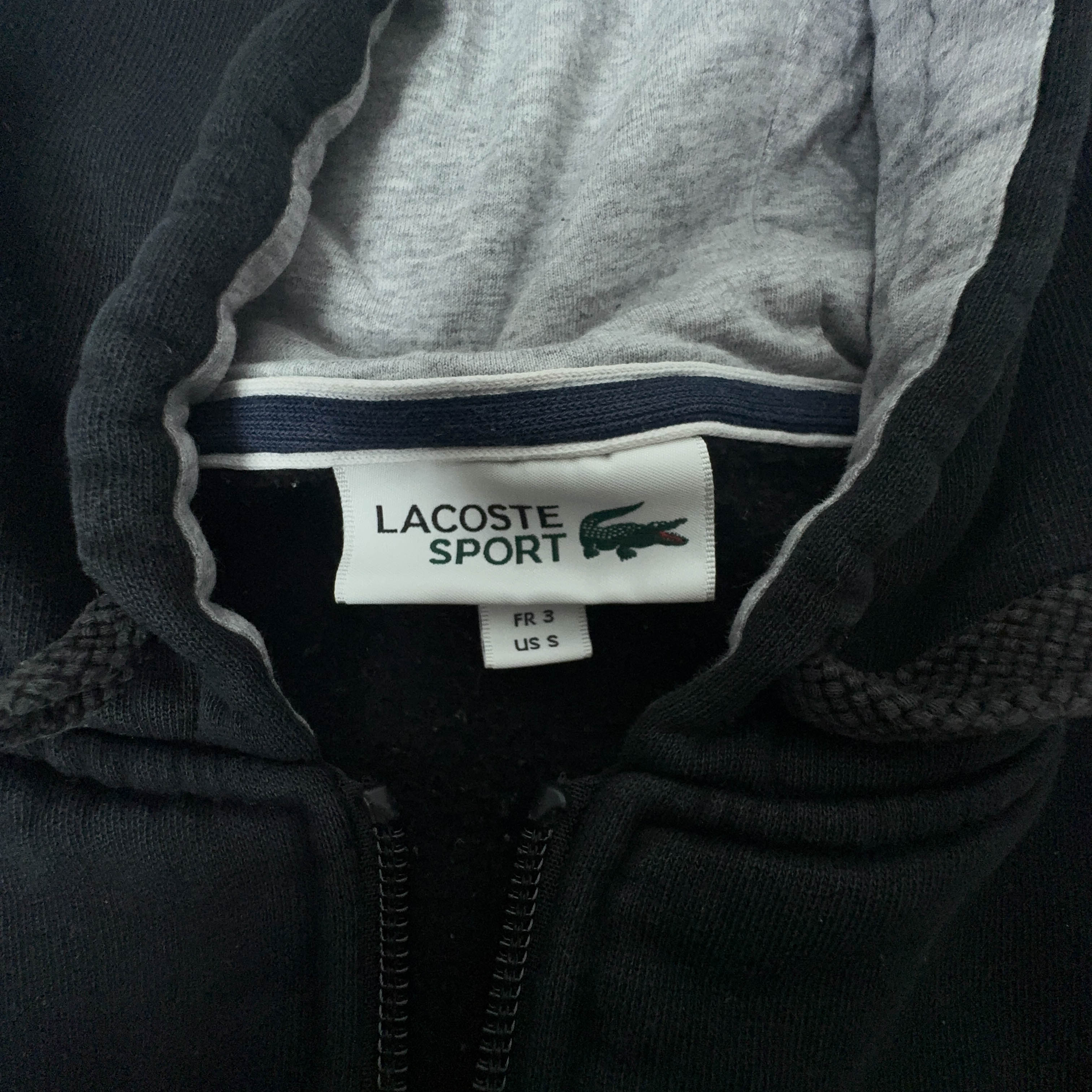 Felpa Lacoste nera con zip tasche e cappuccio in cotone - Taglia 3 S uomo