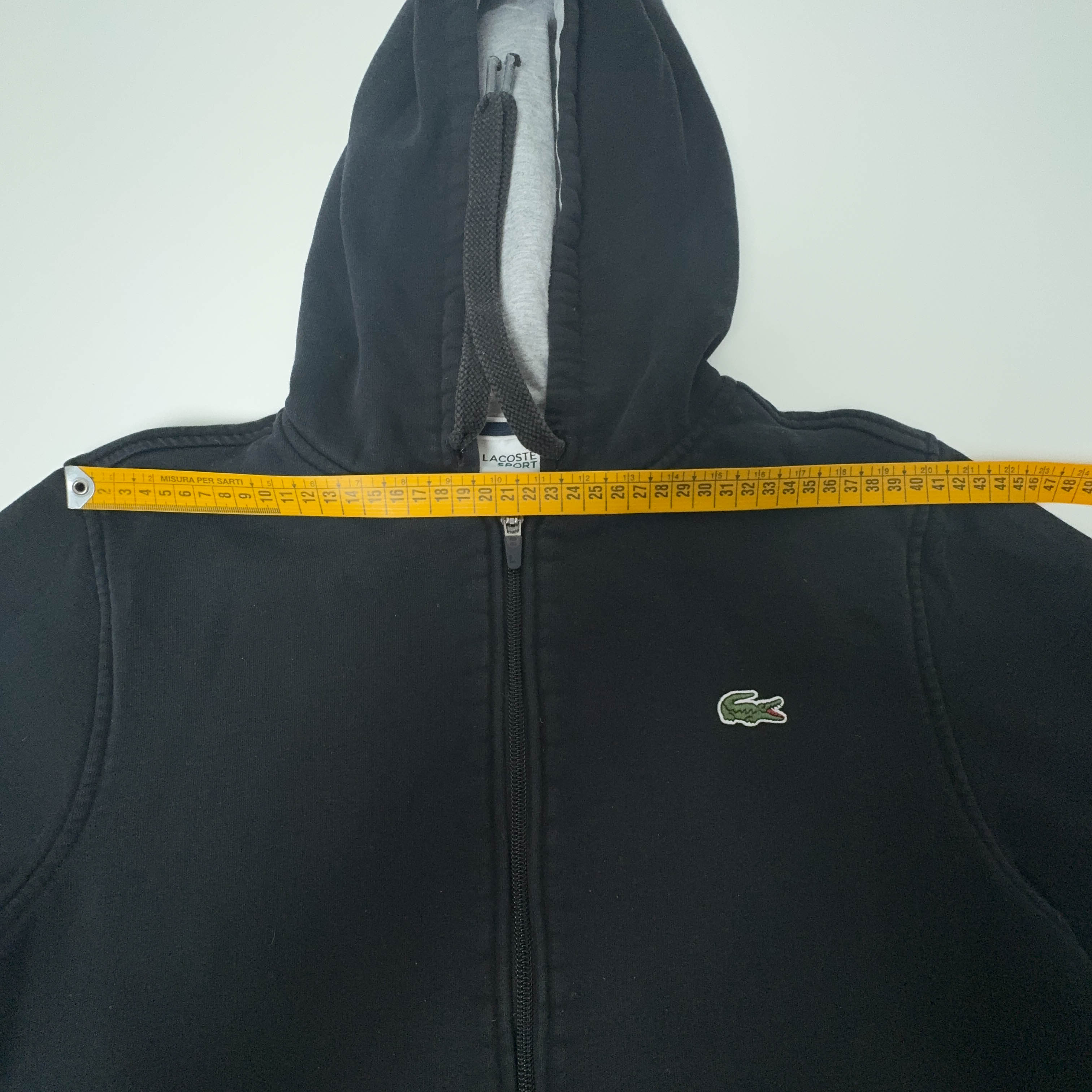 Felpa Lacoste nera con zip tasche e cappuccio in cotone - Taglia 3 S uomo