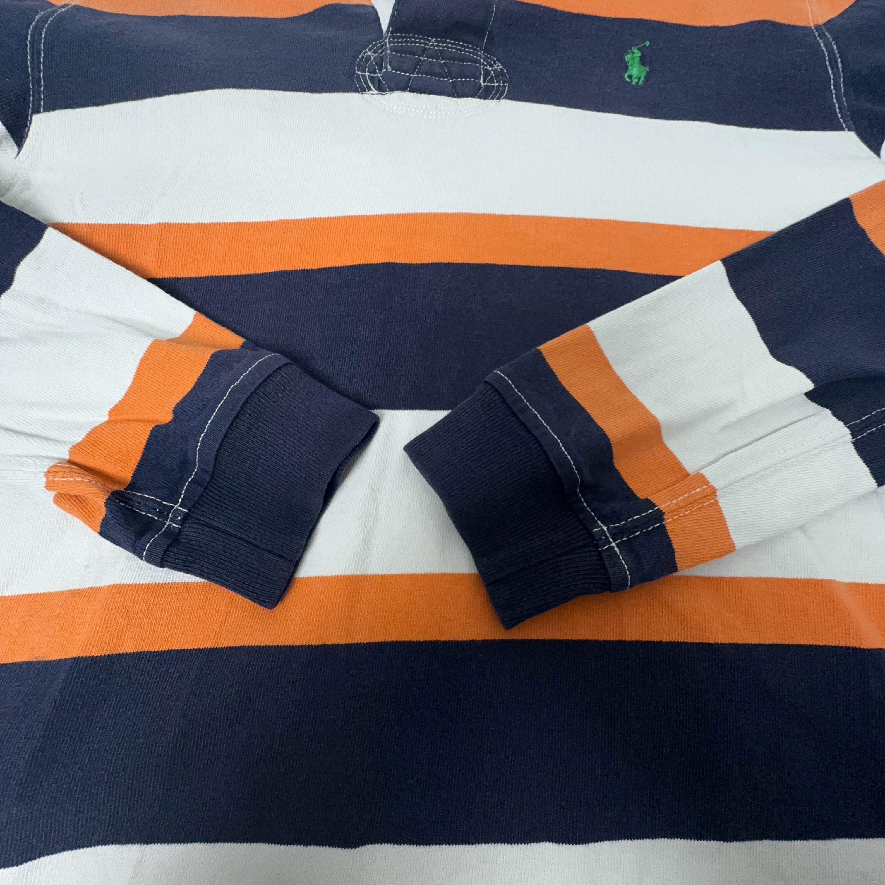 Polo Ralph Lauren Vintage a righe blu bianco arancione custom fit - Taglia S uomo
