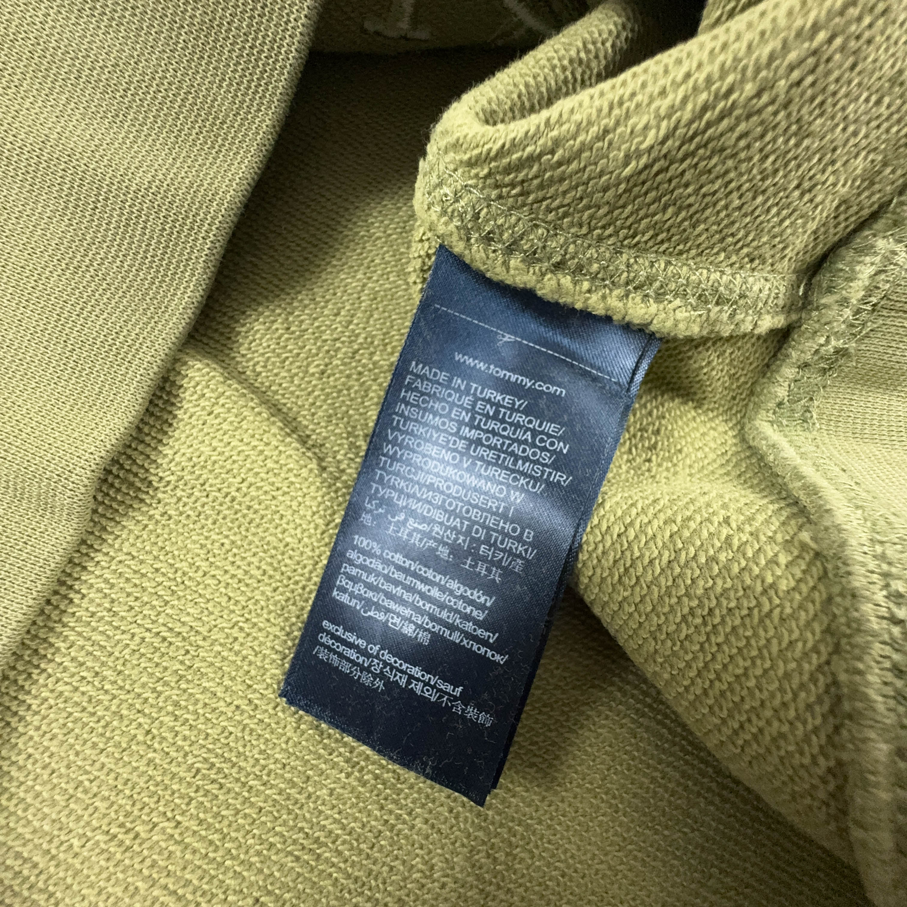 Felpa Tommy Hilfiger verde a girocollo in cotone con logo ricamato - Taglia XL uomo