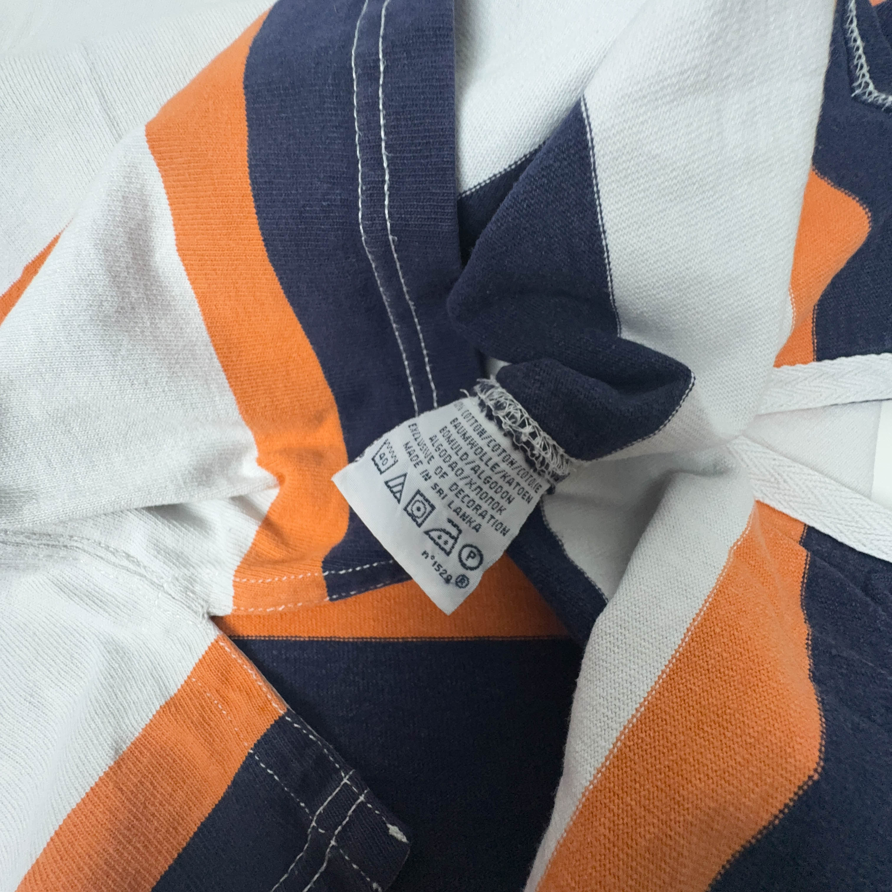 Polo Ralph Lauren Vintage a righe blu bianco arancione custom fit - Taglia S uomo