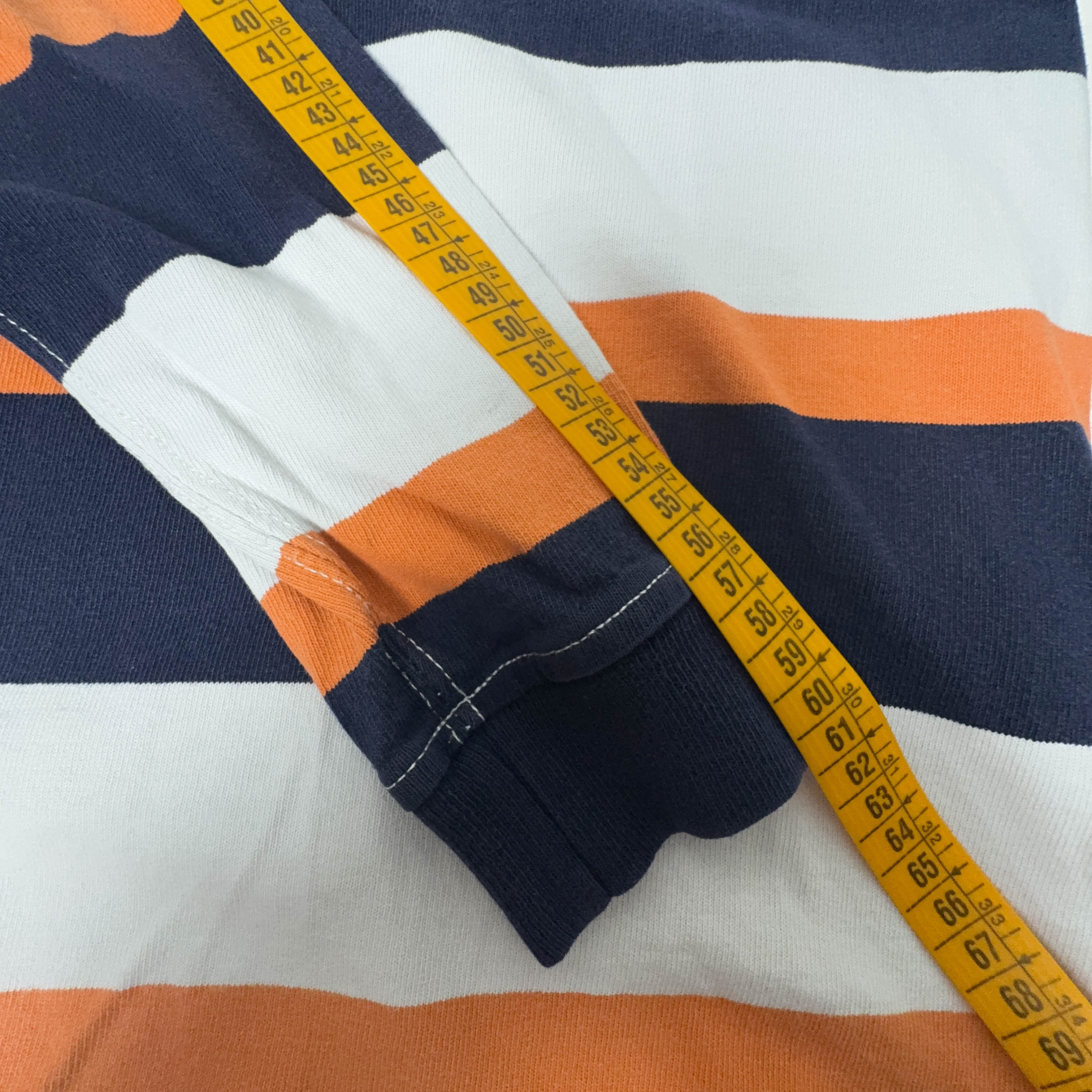 Polo Ralph Lauren Vintage a righe blu bianco arancione custom fit - Taglia S uomo