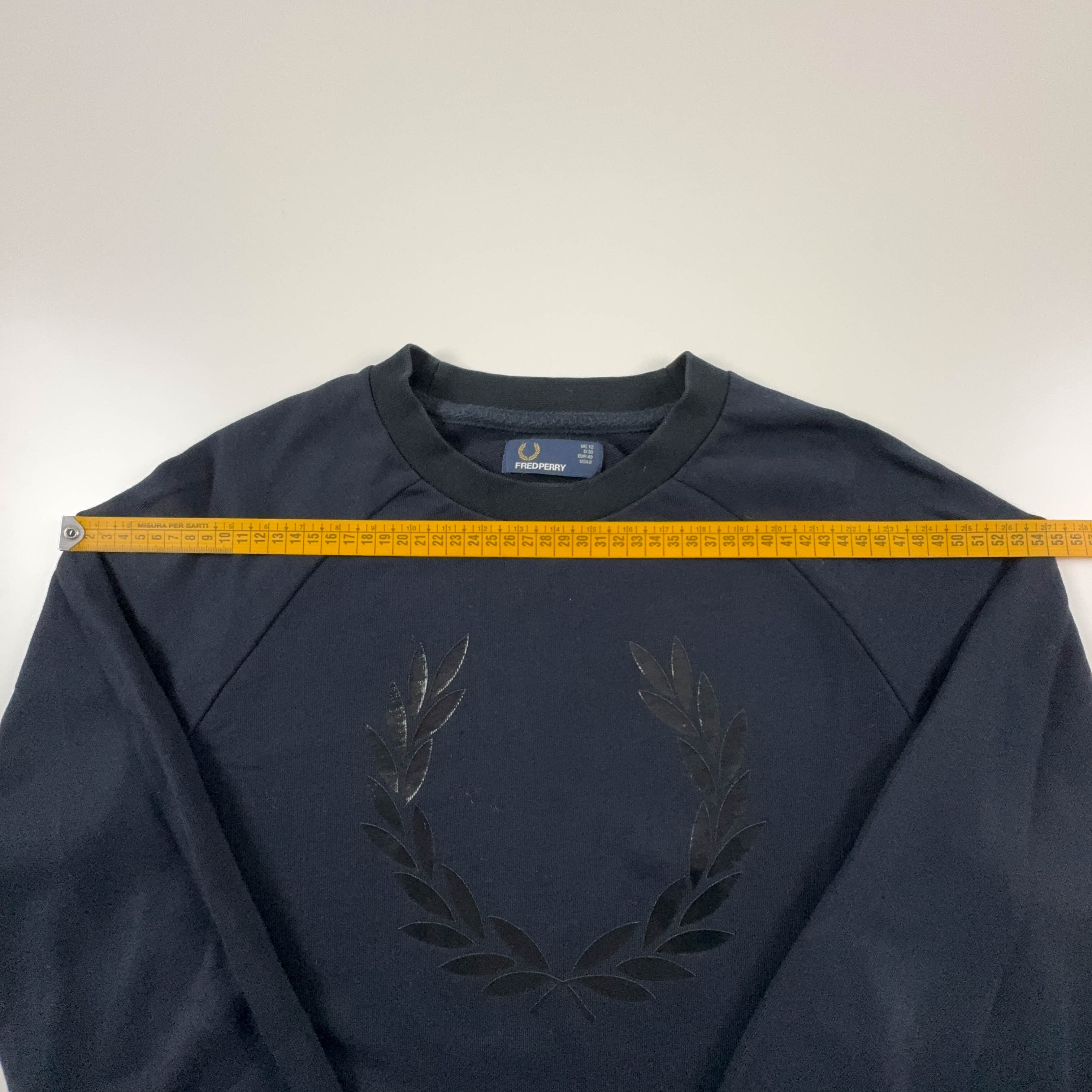 Felpa leggera Fred Perry blu scuro a girocollo - Taglia M/L uomo