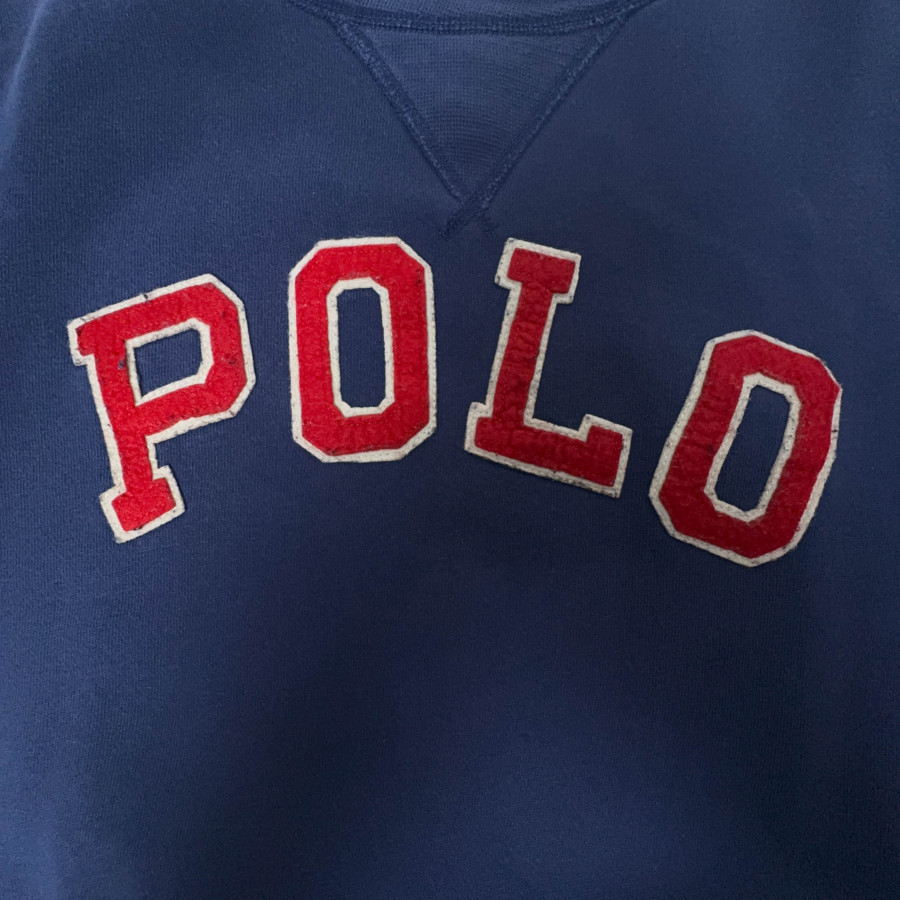 Felpa Ralph Lauren blu a girocollo logo ricamato - Taglia S uomo