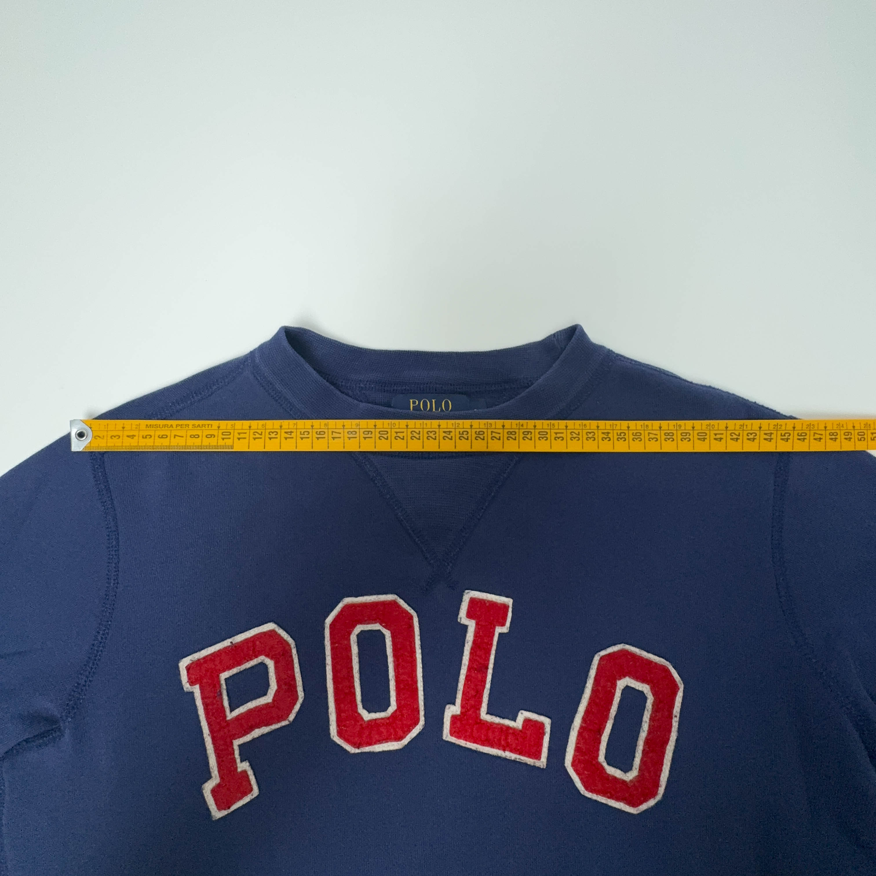 Felpa Ralph Lauren blu a girocollo logo ricamato - Taglia S uomo